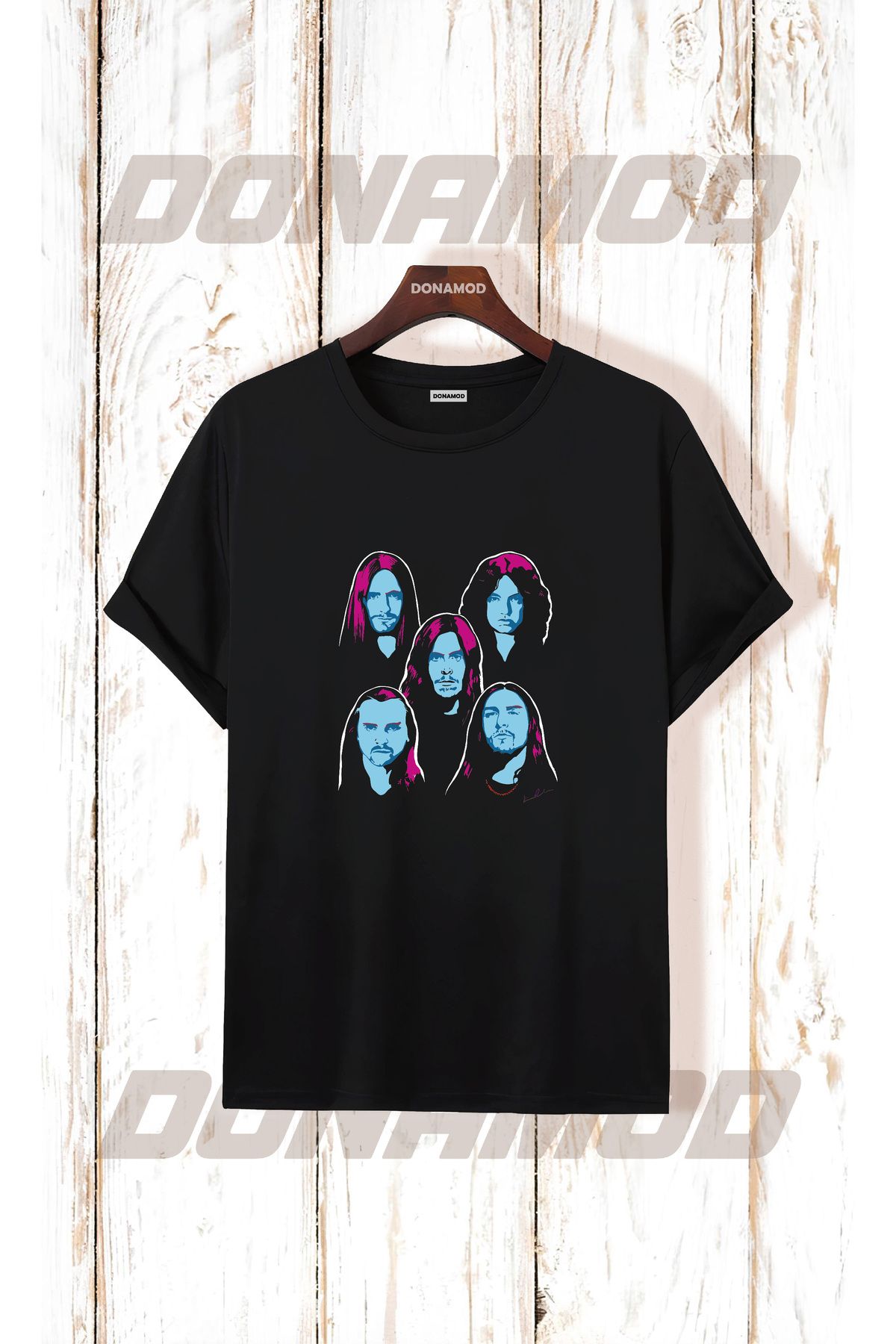 donamod Siyah Beyaz Oversize Opeth Rammstein Angel Radiohead Burzum Rock Metal Black Müzik Tişört T shirt