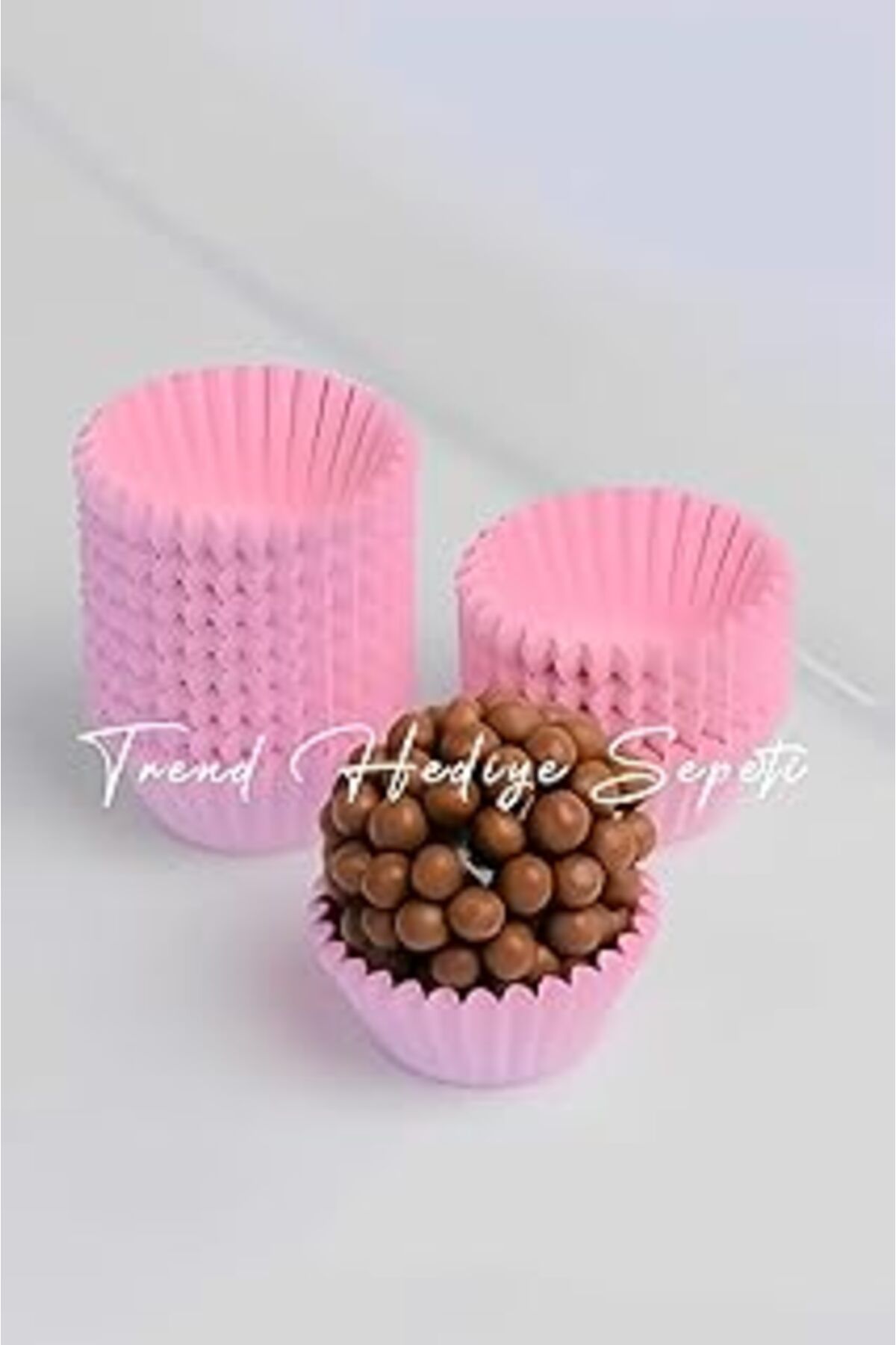 Pazarcan Takribi 200 Adet Mini Boy Pembe Truff Çikolata Kağıdı, Lokum Kağıdı, Muffin Kek Kalıbı 30X20 Mm Doğ