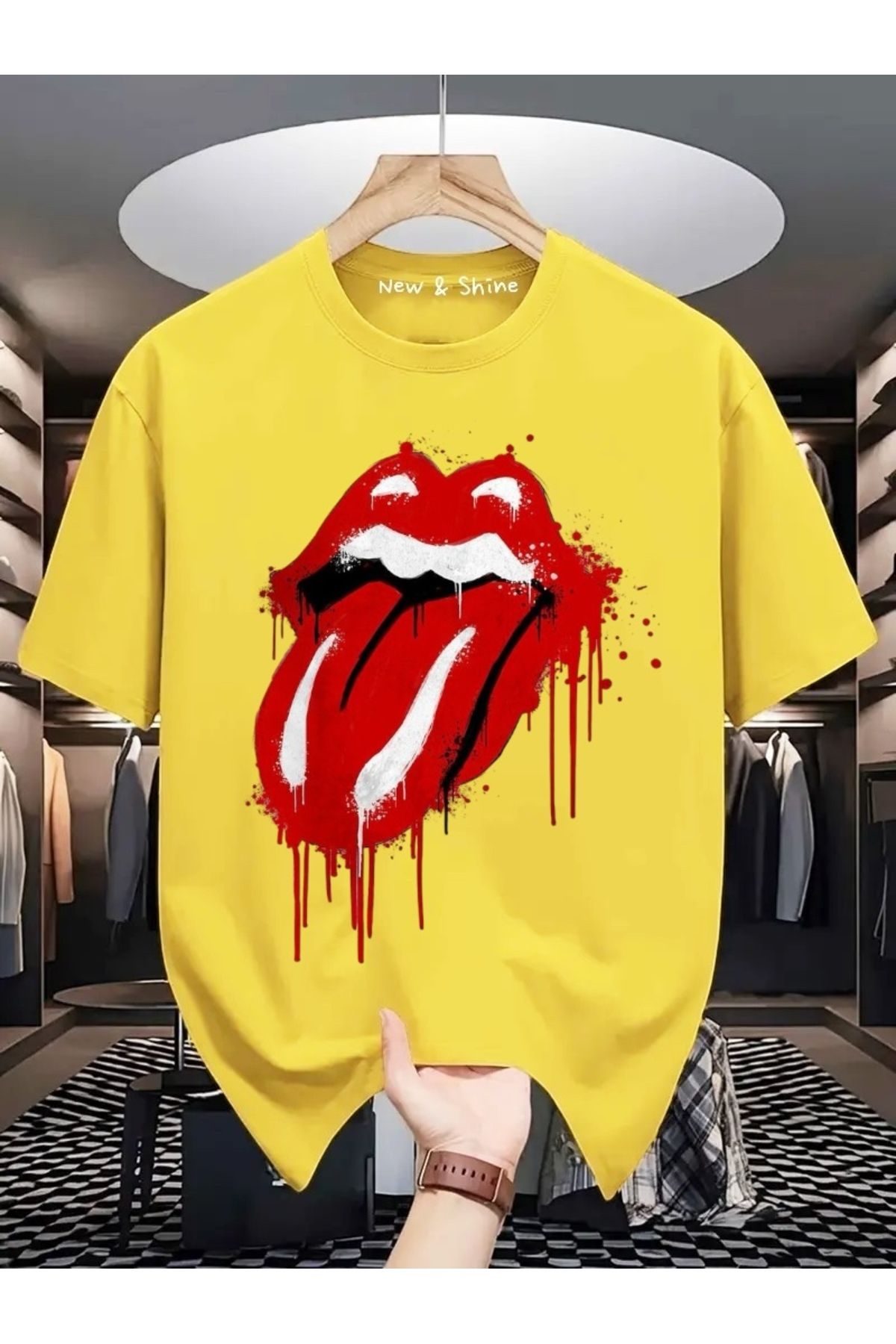 New Shine Rolling Stones Büyük Beden Oversize T-Shirt