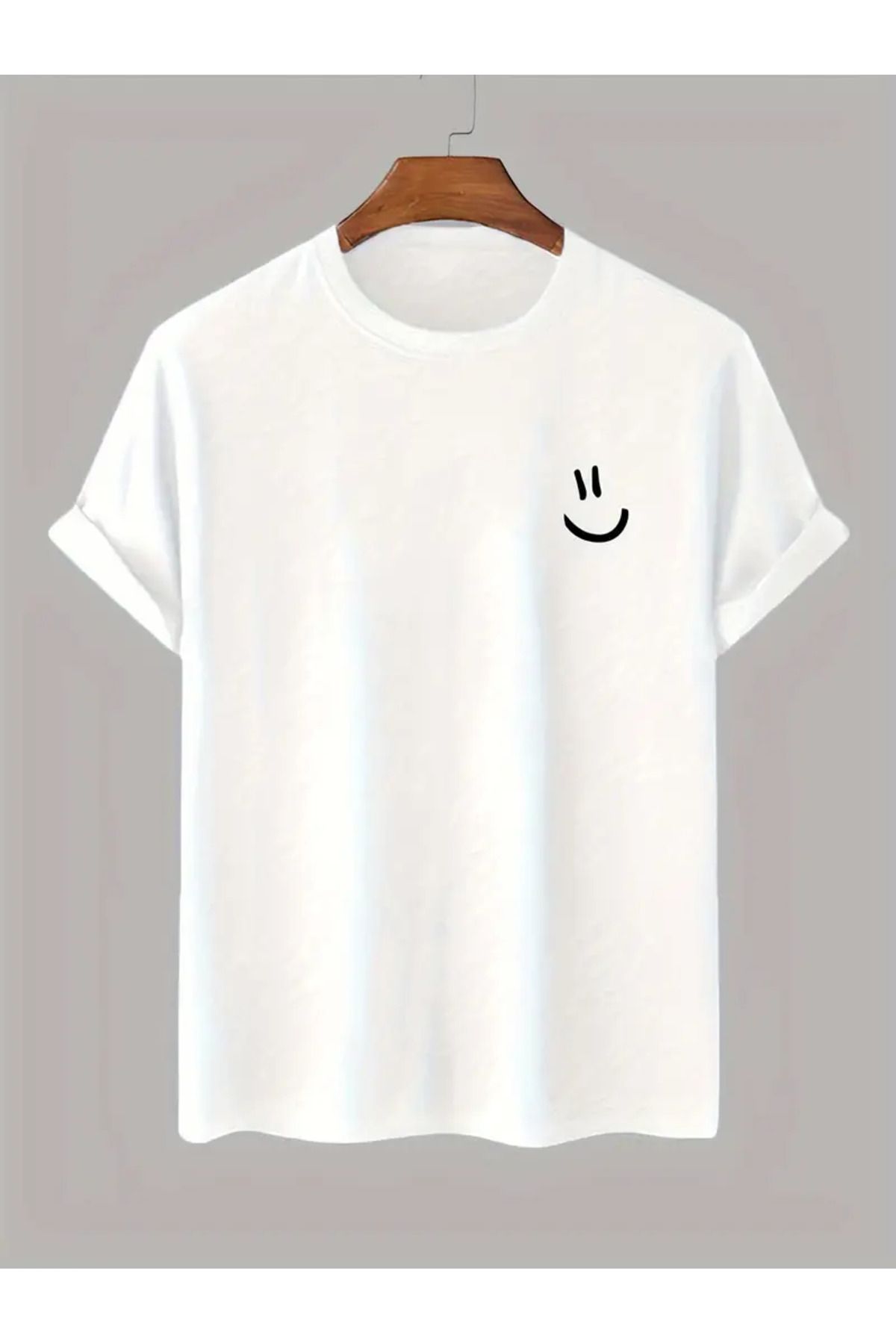 NEW TRENDY COLLECTİON 100% Pamuk Erkeklerin Gülümseyen Yüz Baskılı T-shirt
