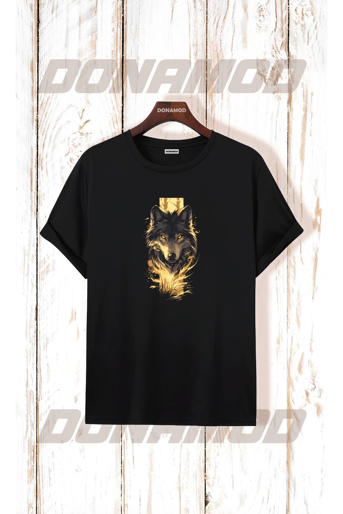 donamod Siyah Beyaz Türk Göktürkçe Alfabe Eski Türkçe Kurt Osmanlı Kökbörü Bozkurt Atatürk Tişört T shirt