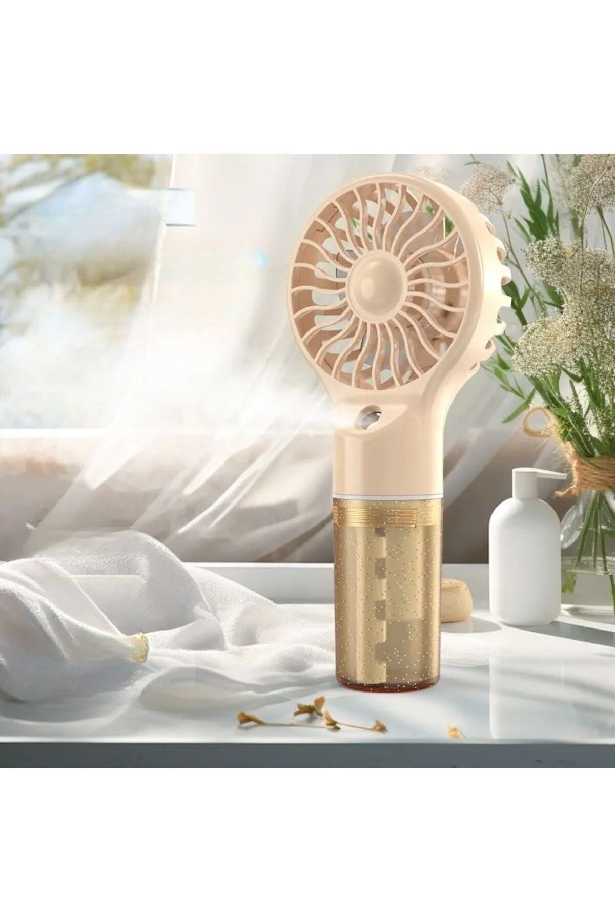 MetaForce Mini Fan Su Buharlı Taşınabilir Şarjlı Vantilatör 4 Kademe Buz Etkisi Hava Nemlendirici 500mA 5W Usb