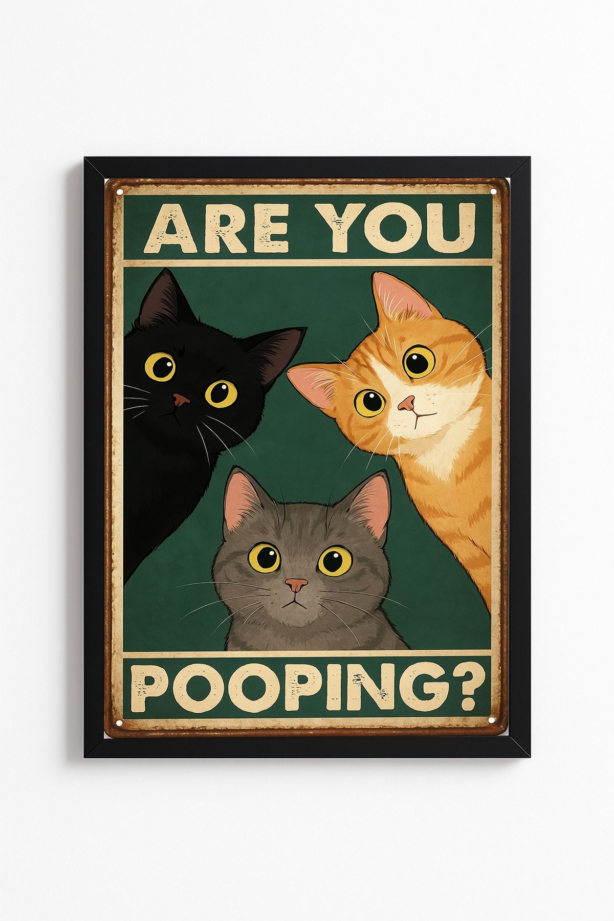 Patte Are You Pooping? - Komik Kedi Poster - Çerçevesiz Banyo Duvar Poster Yüksek Kaliteli Tablo