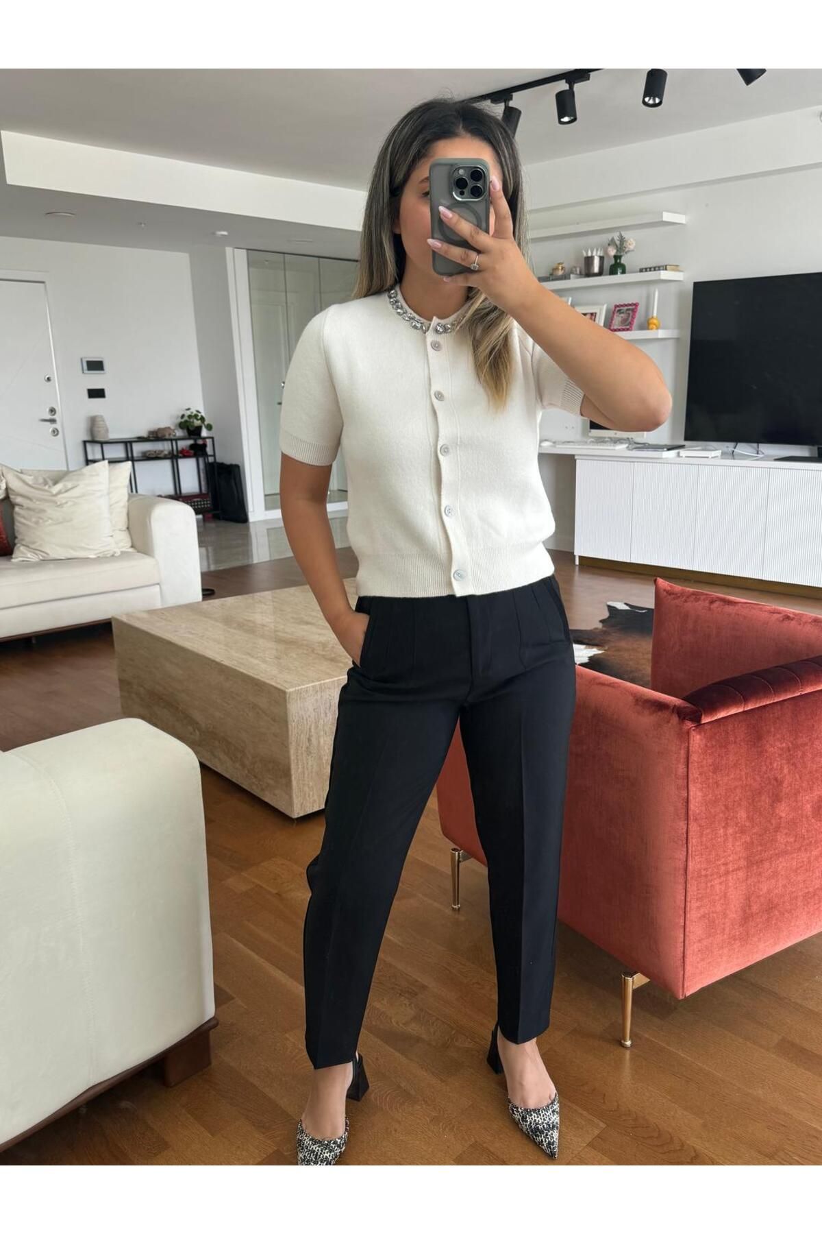 BÜŞRA PERKER Zr Model Siyah Pensli Pantolon
