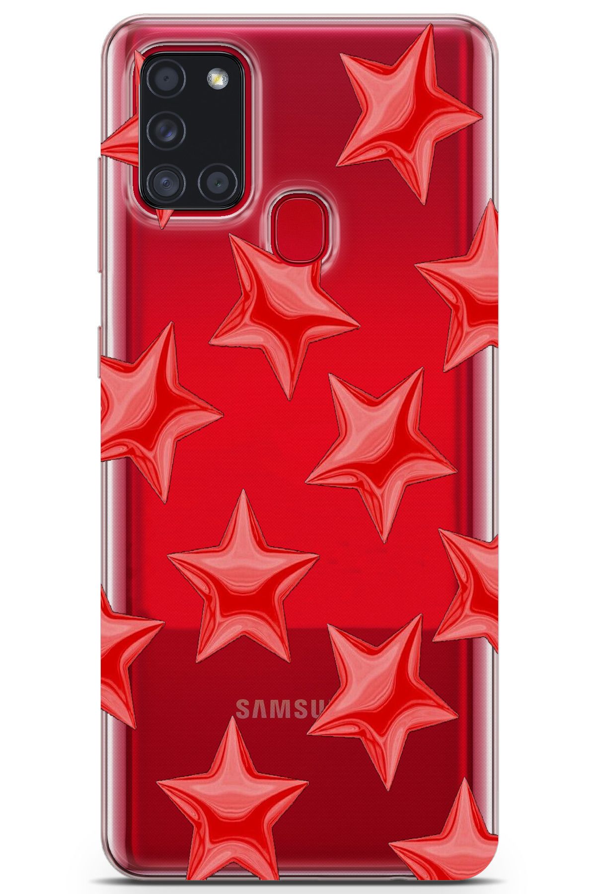 moonset Samsung Galaxy A21S Uyumlu Yıldızlar Tasarımlı Baskılı Şeffaf Telefon Kılıfı