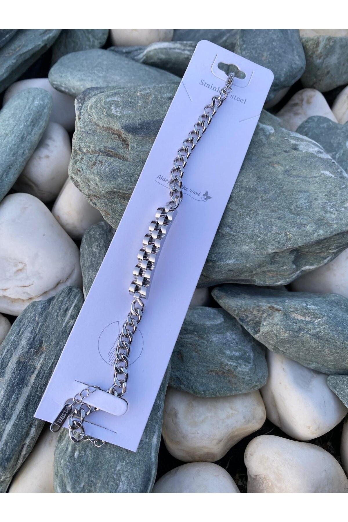 Purplefly Jewels Unisex Kadın ve Erkek Kullanımına Uygun VIP Model 316L Kararmaz Kalın Çelik Bileklik PRP-Ç360