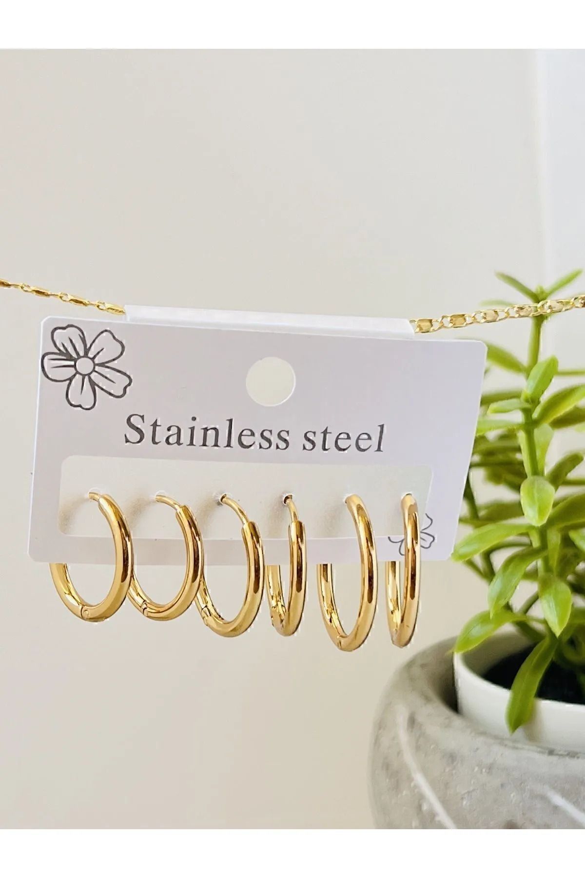 CONJOINT KADIN 316L GOLD ÇELİK KÜPE 6LI SET