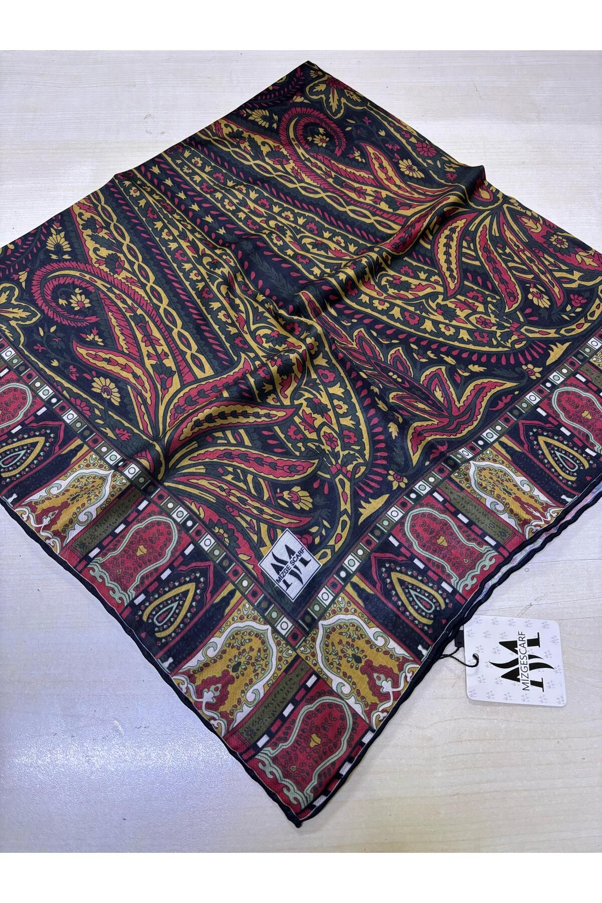 Mizge Scarf PAMUKLU SOFT EŞARP EL DİKİŞLİ ETNİK ETRO RETRO DESEN