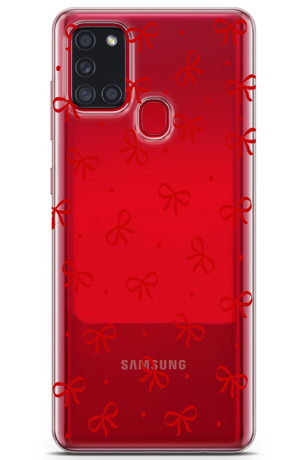 moonset Samsung Galaxy A21S Uyumlu Kurdele Tasarımlı Baskılı Şeffaf Telefon Kılıfı