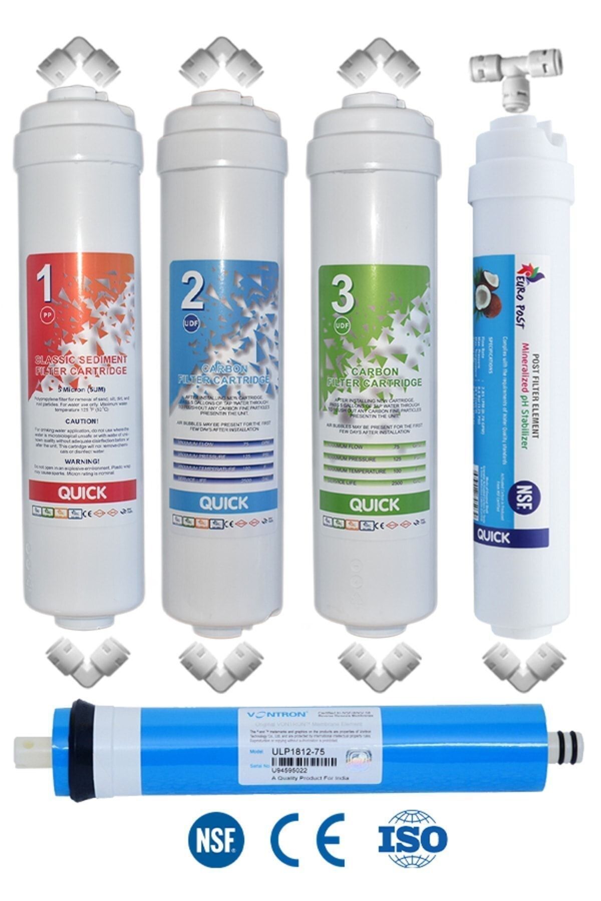 Filter Store Kapalı Kasa Su Arıtma Cihazı 5 Aşama Inline Vontron Membranlı Filtre Seti