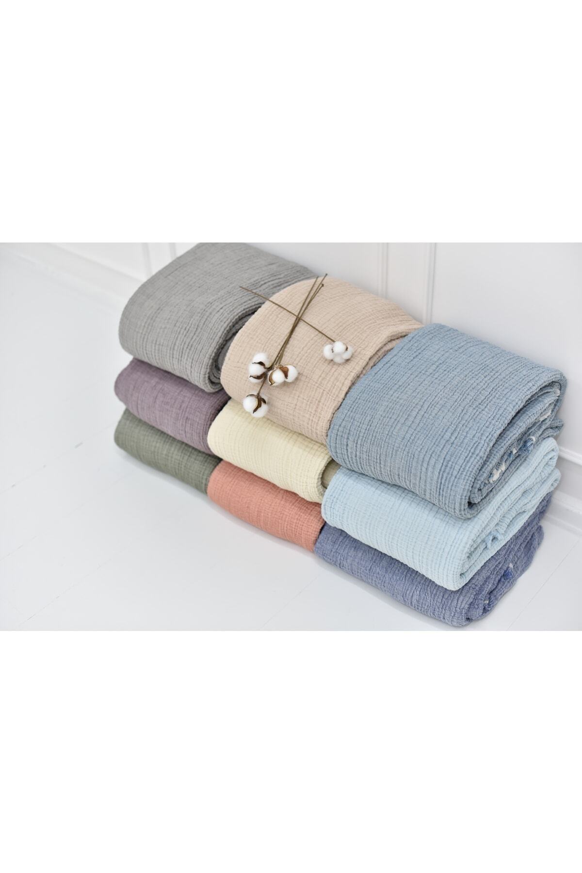 Natural-Meet Maya Battal Size Double Sided 100% Cotton Muslin Bedspread 230X250 cm 6