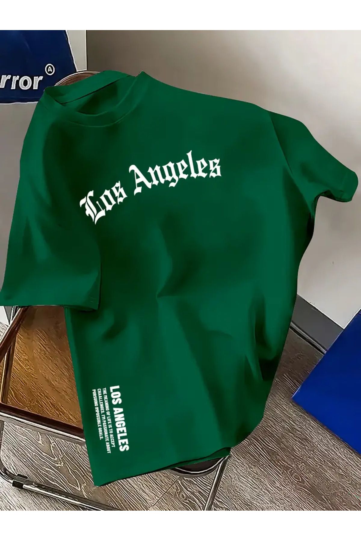 Minikelya 1 adet Erkek Rahat Polyester Tişört, Geometrik Los Angeles Baskılı