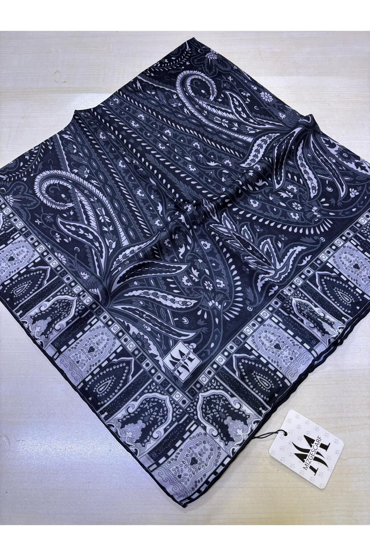 Mizge Scarf PAMUKLU SOFT EŞARP EL DİKİŞLİ ETNİK ETRO RETRO DESEN