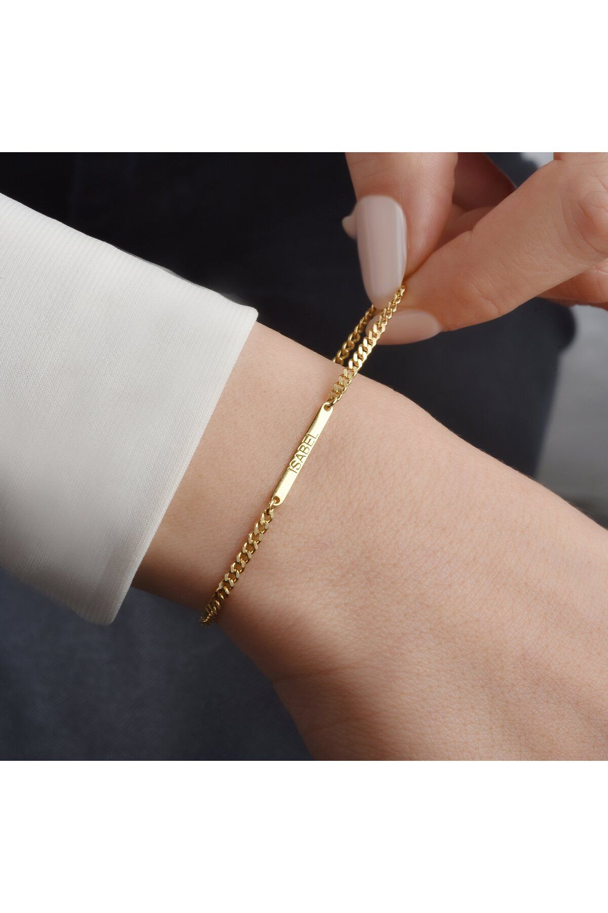 Nox Jewelry 14 Ayar Altın Kaplama Barlı İsim Bileklik - CB00136