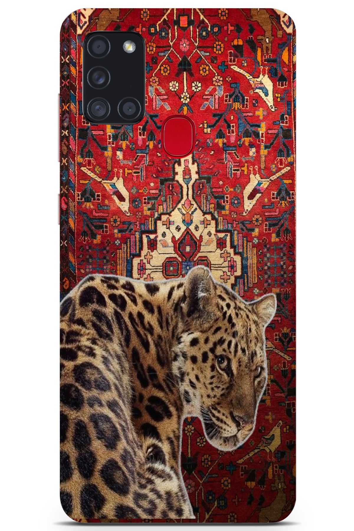 moonset Samsung Galaxy A21S Uyumlu Leopar Tasarımlı Baskılı Şeffaf Telefon Kılıfı