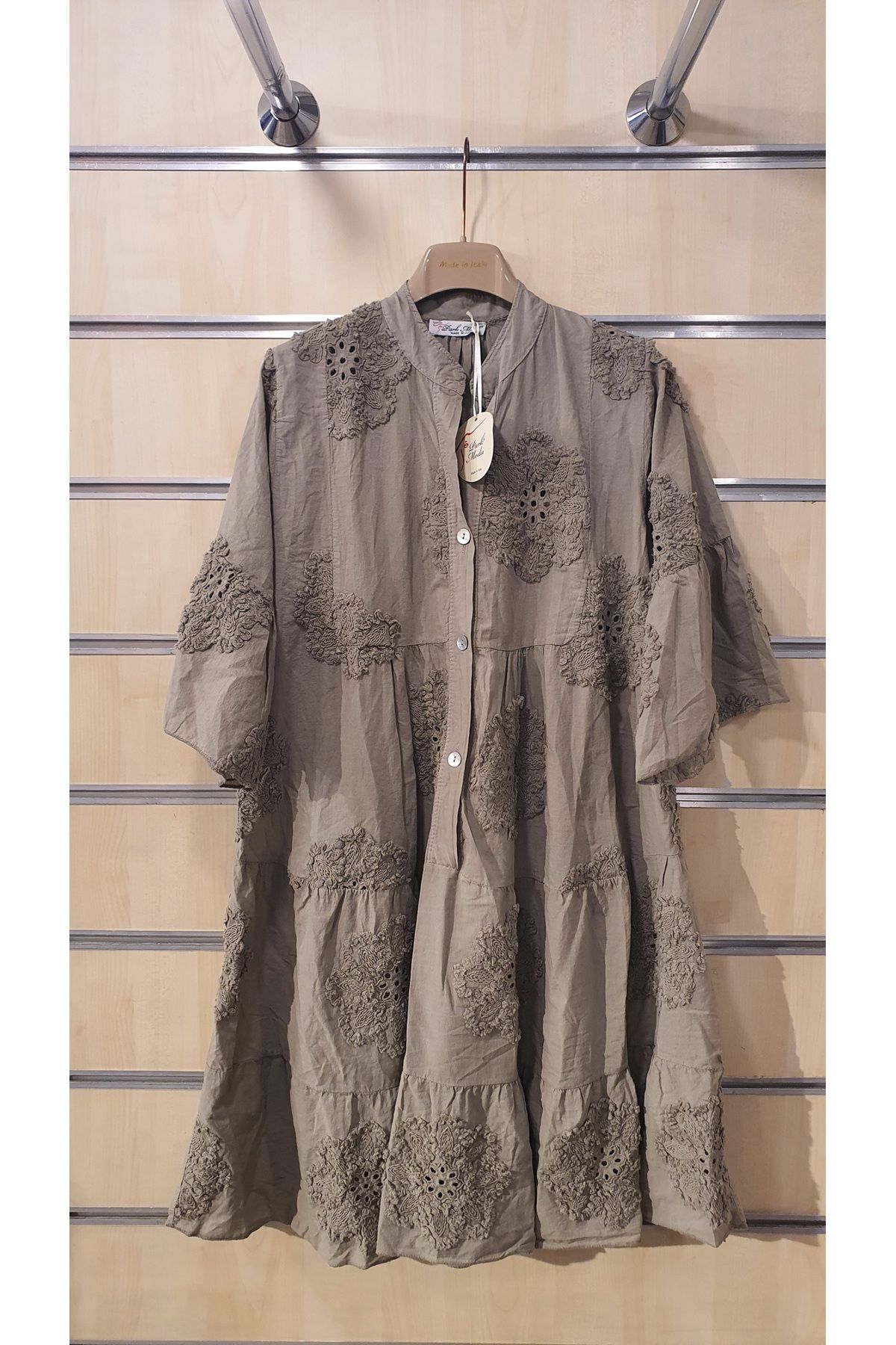 Park Moda OTANTİK KABARTMALI KISA PAMUK ELBİSE