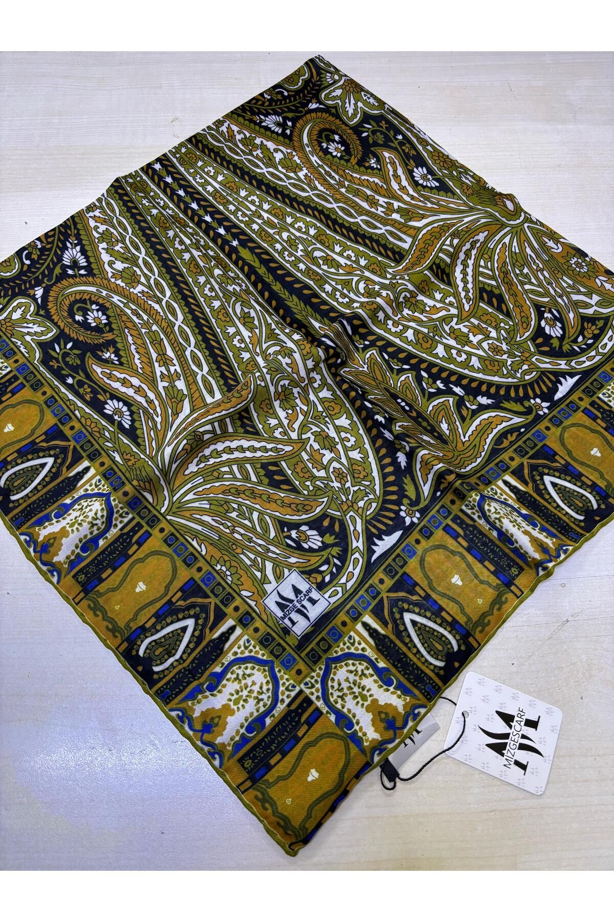 Mizge Scarf PAMUKLU SOFT EŞARP EL DİKİŞLİ ETNİK ETRO RETRO DESEN