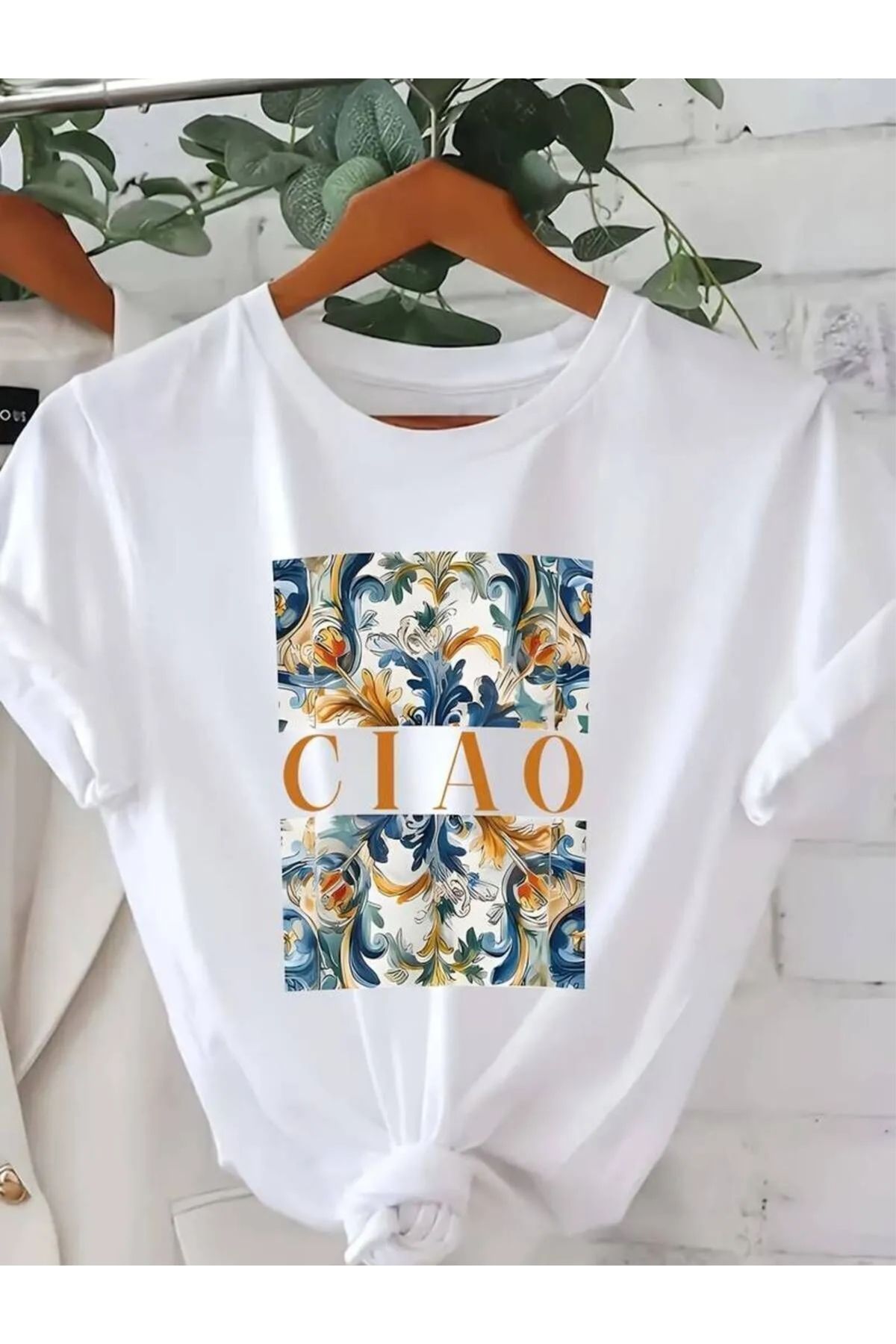 venüsdijital CIAO ÇİNİ özel tasarım Baskılı Kadın Pamuk T-shirt