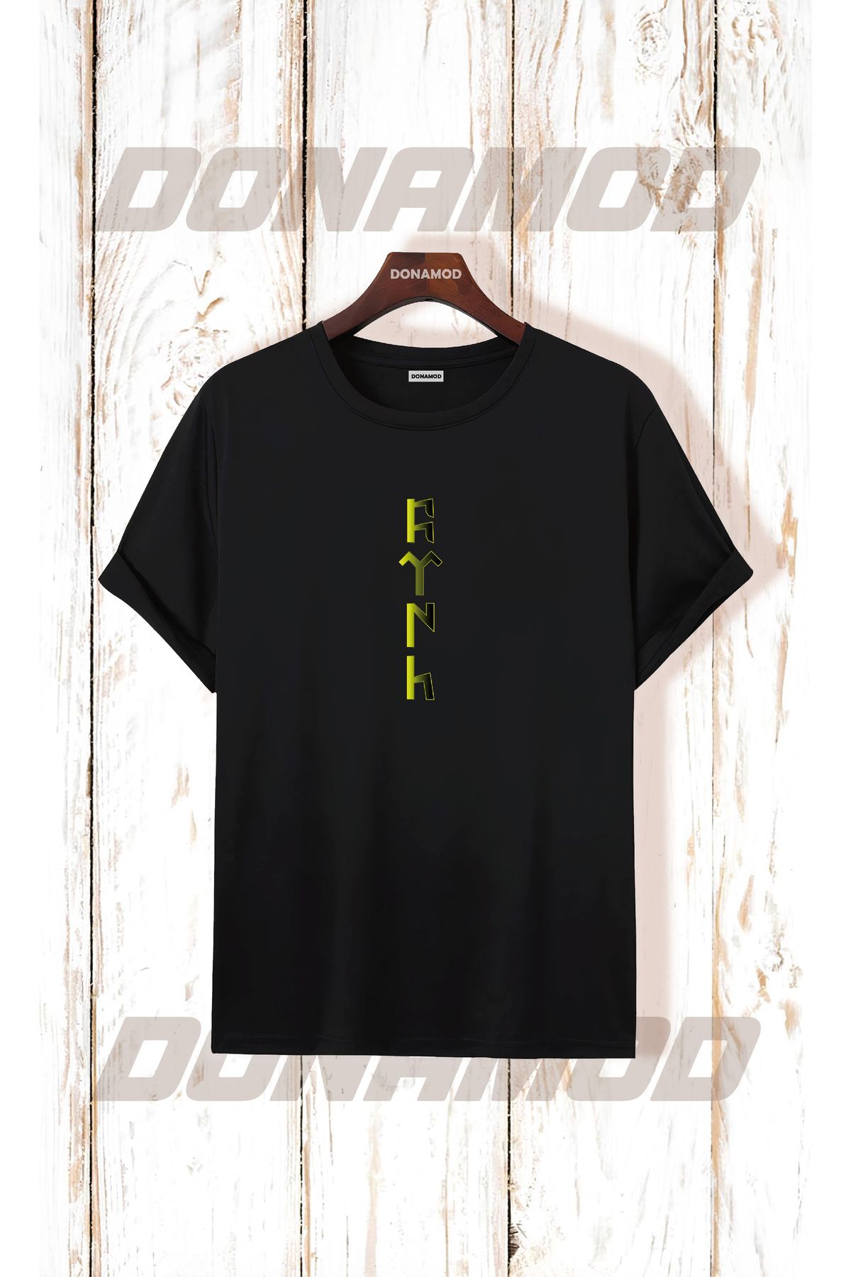 donamod Siyah Beyaz Türk Göktürkçe Alfabe Eski Türkçe Kurt Osmanlı Kökbörü Bozkurt Atatürk Tişört T shirt