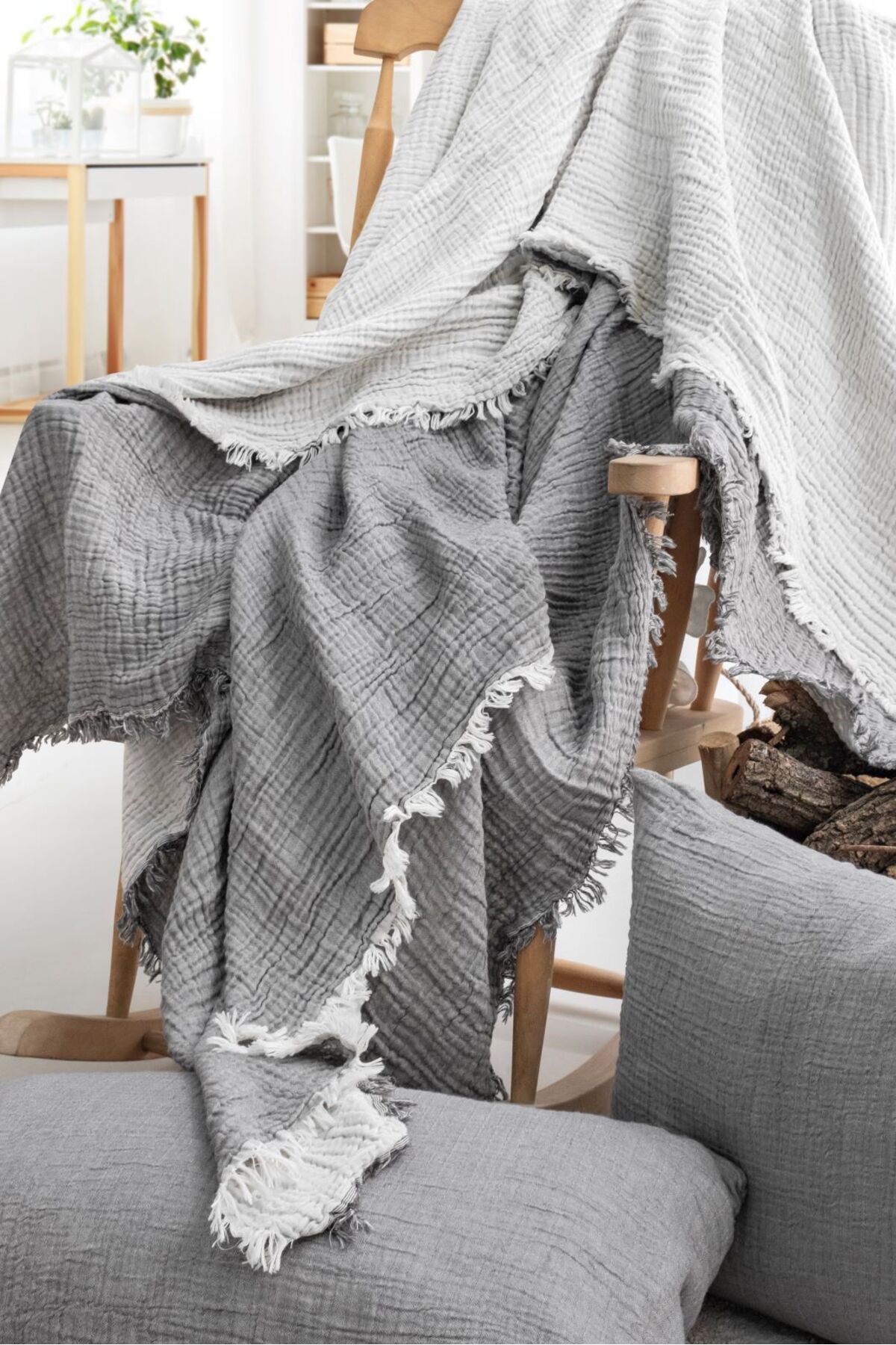Natural-Meet Maya Battal Size Double Sided 100% Cotton Muslin Bedspread 230X250 cm 3