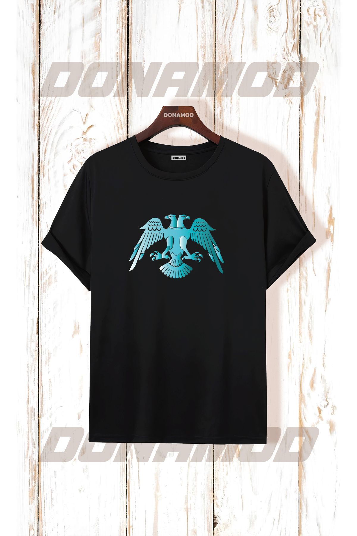 donamod Siyah Beyaz Türk Göktürkçe Alfabe Eski Türkçe Kurt Osmanlı Kökbörü Bozkurt Atatürk Tişört T shirt