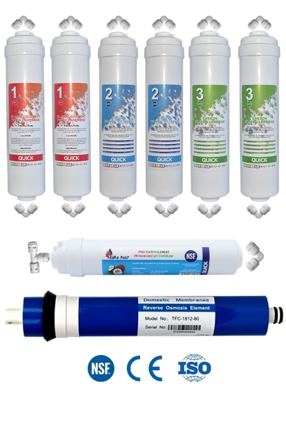 Filter Store Kapalı Kasa Su Arıtma Cihazı Uyumlu Quick 5 Aşama 80 Gpd Domestic Membranlı Yıllık Filtre Seti