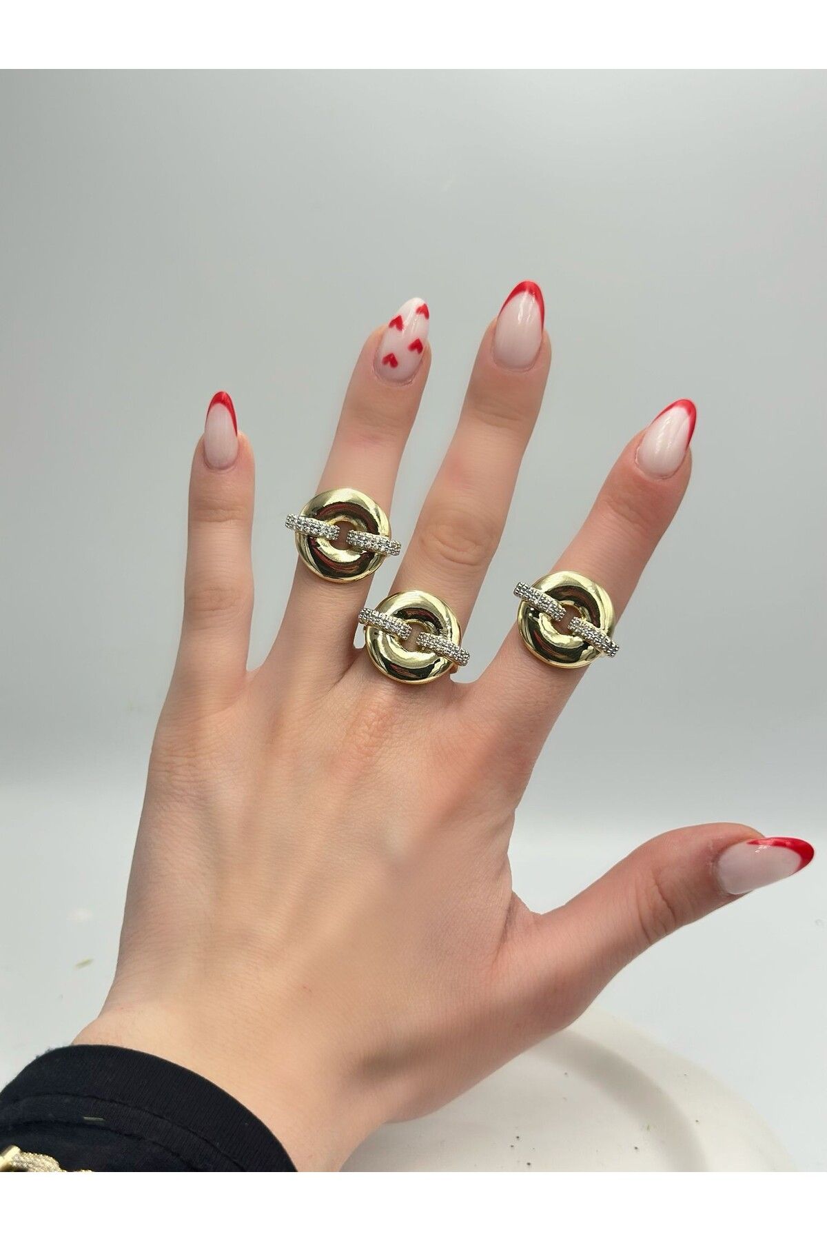 MyladyAccessoriess Çift Renk Detay Ayarlanabilir Yüzük (Çelik)