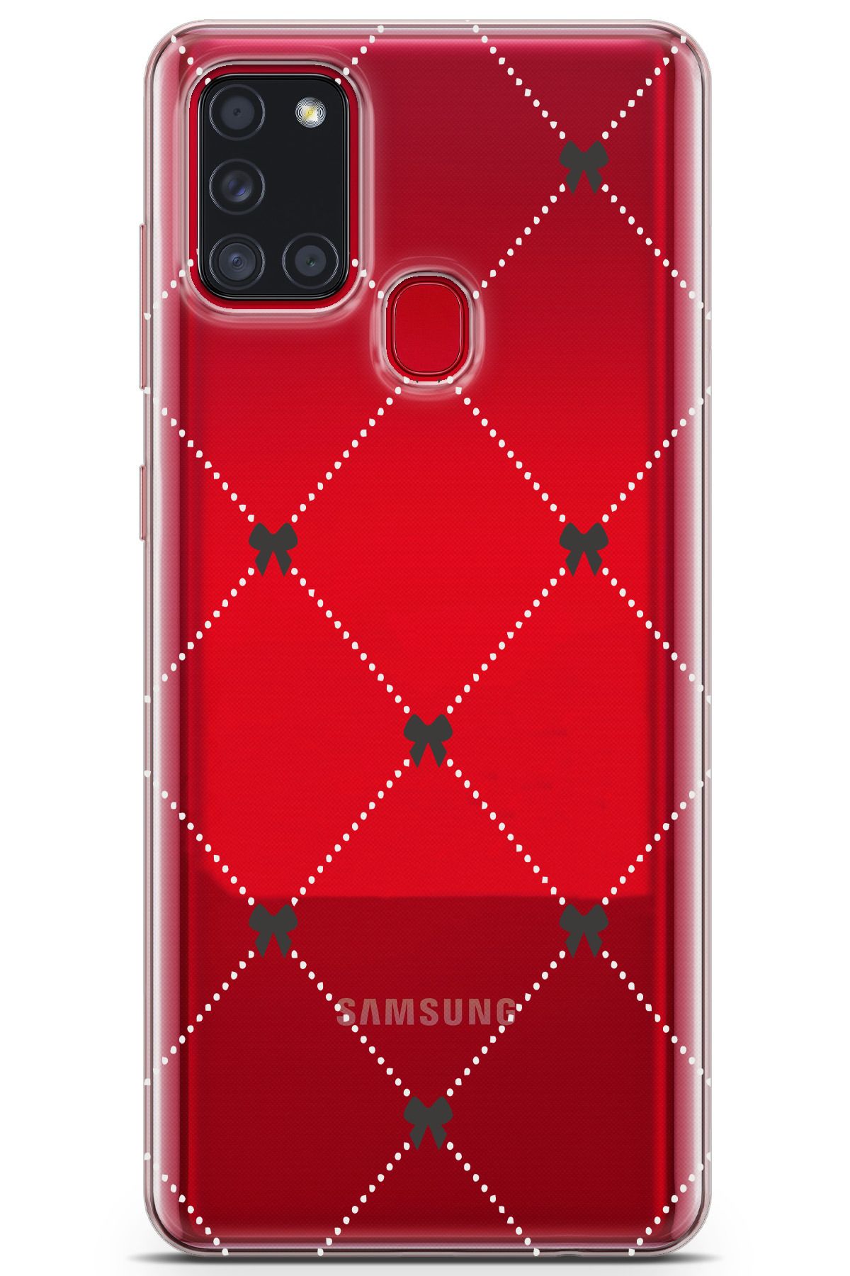 moonset Samsung Galaxy A21S Uyumlu Kurdeleler Tasarımlı Baskılı Şeffaf Telefon Kılıfı