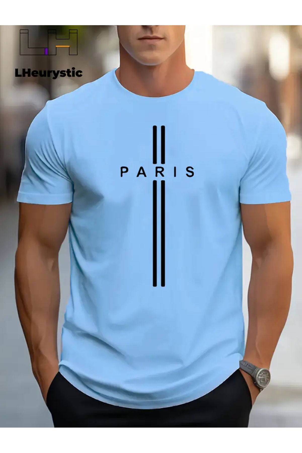 NEW TRENDY COLLECTİON PARİS harf desenli erkek spor üstü T-SHİRT