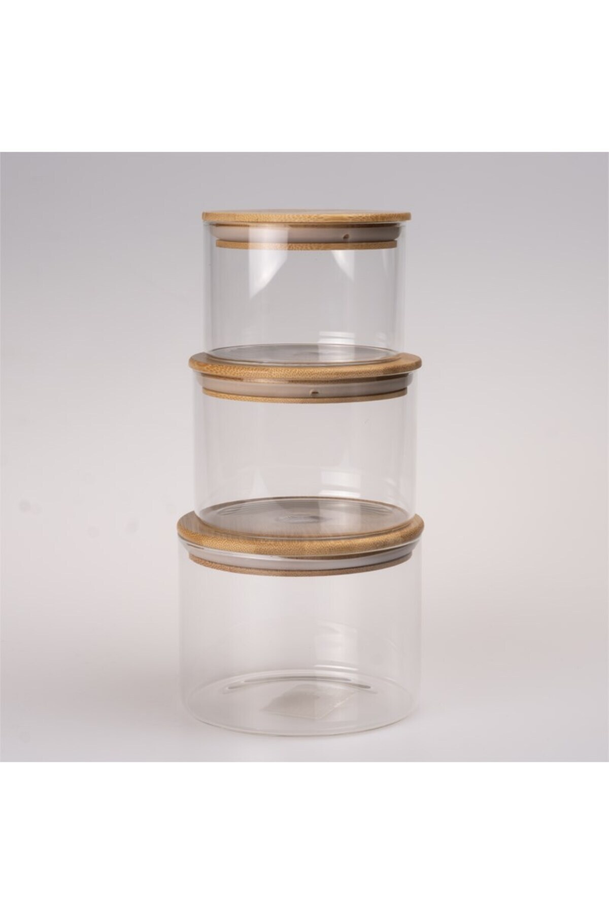 Hinora-3-Piece Bamboo Lid Airtight Glass Storage Container 9X7- 10X7 -11X8Cm 2