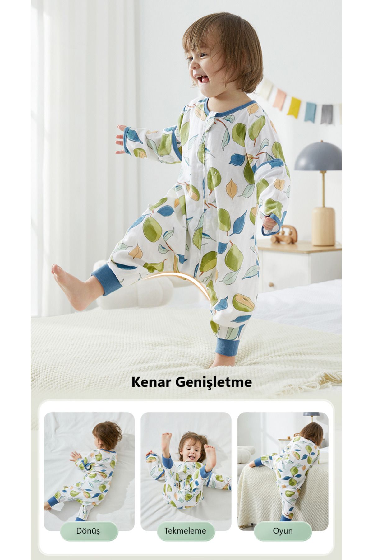naynes Bebek, Çocuk Yazlık Uyku Tulumu, Ayaklı Tulum, 100 % Organik Pamuk, 0,5 TOG.
