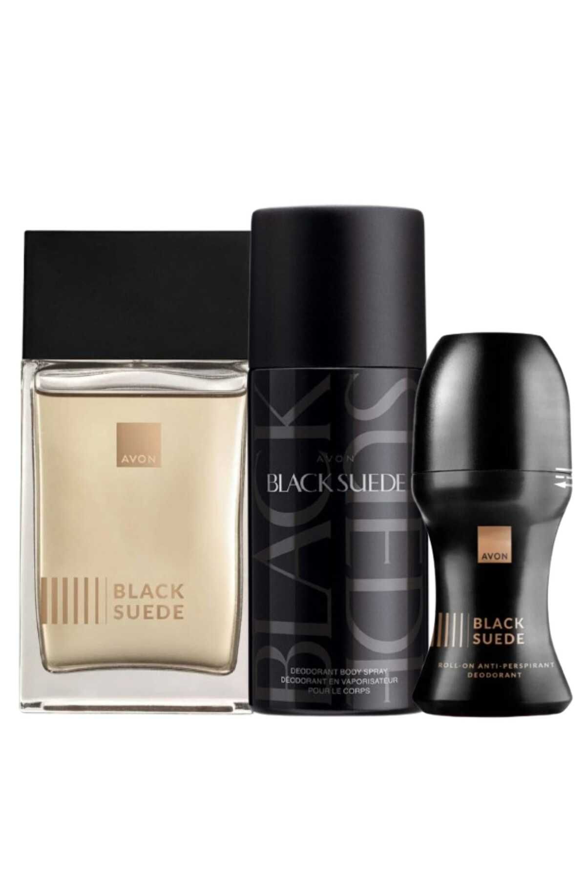 AVON Black Suede Edt 100 ml Erkek Parfüm, Sprey Deodorant ve Rollon Paketi