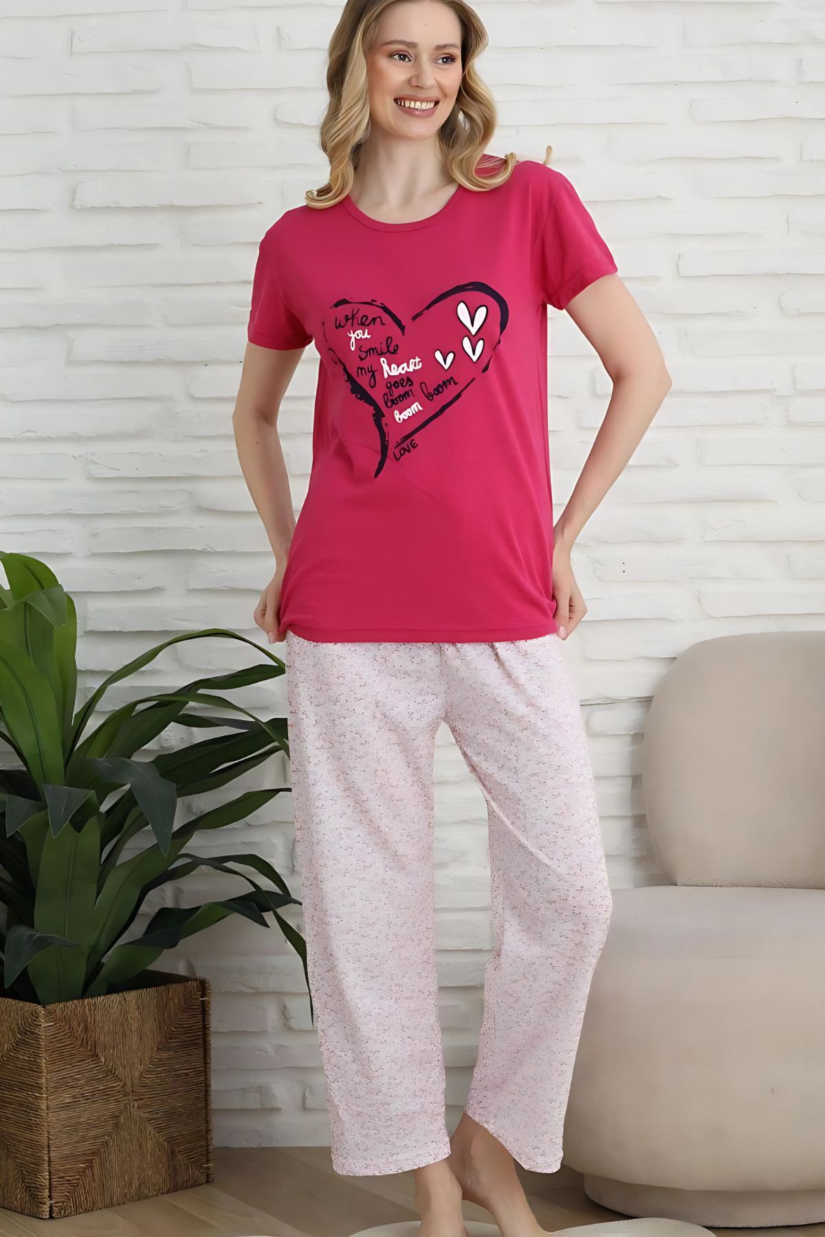 Anastasia Underwear Kısa Kol Pijama Takımı Yazlık Penye Baskılı Şık Takım