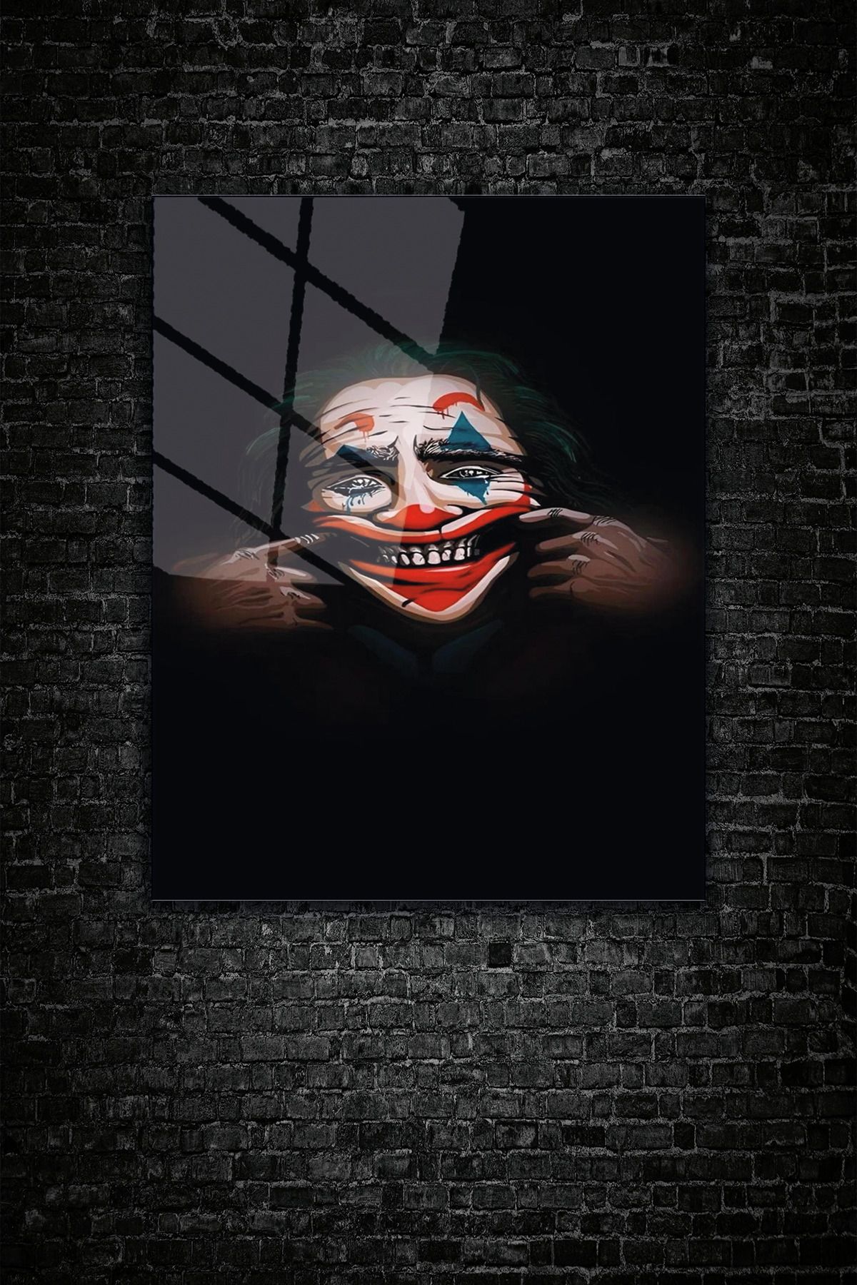 z zizuph Siyah Joker Temalı, 4 mm Temperli Kırılmaz Cam Tablo