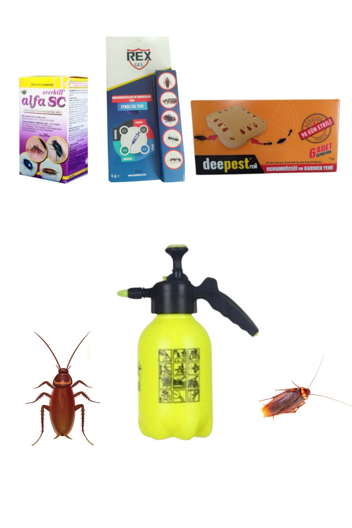 Farmatek Hamamböceği İlaçlama Seti/Averkill 50ML/Rex Jel 5GR/Deepest 6'lı Hamamböceği Yemi