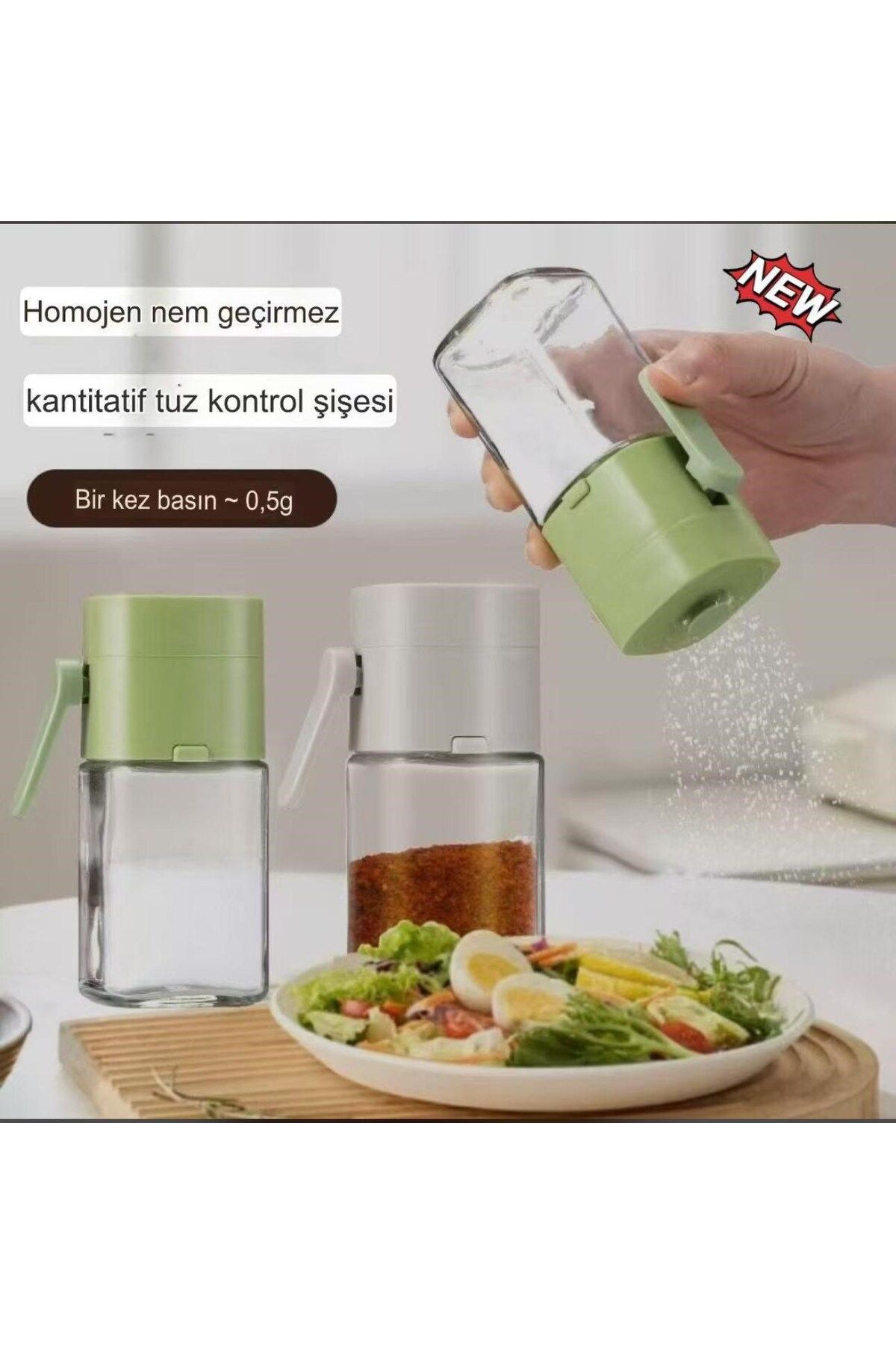 RKY SERENITY Her Basımda 0,5 Gr Tuz Baharat Vs. Atan Ölçülü Nem Geçirmez Baharatlık