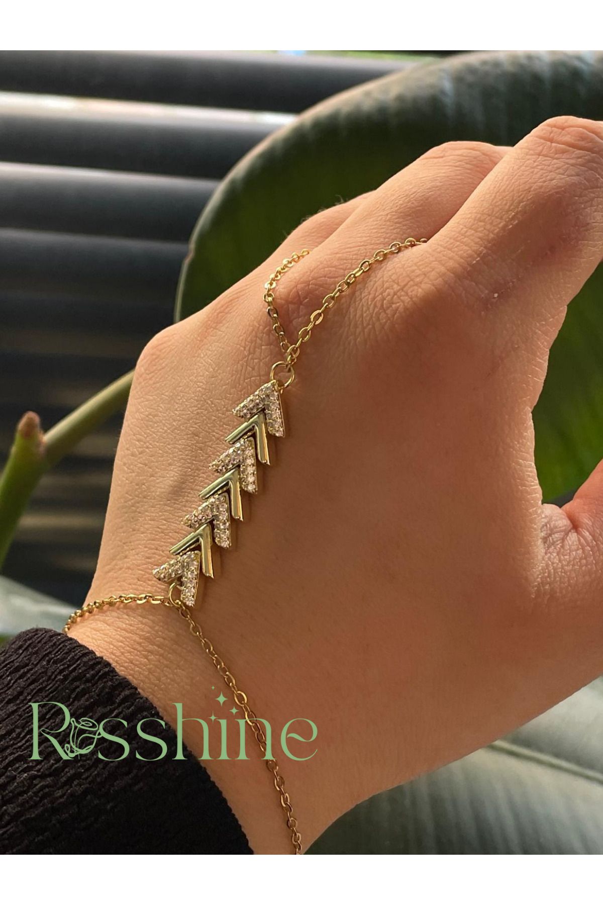 rosshine Gold V Sıralı Taşlı Kadın Şahmeran