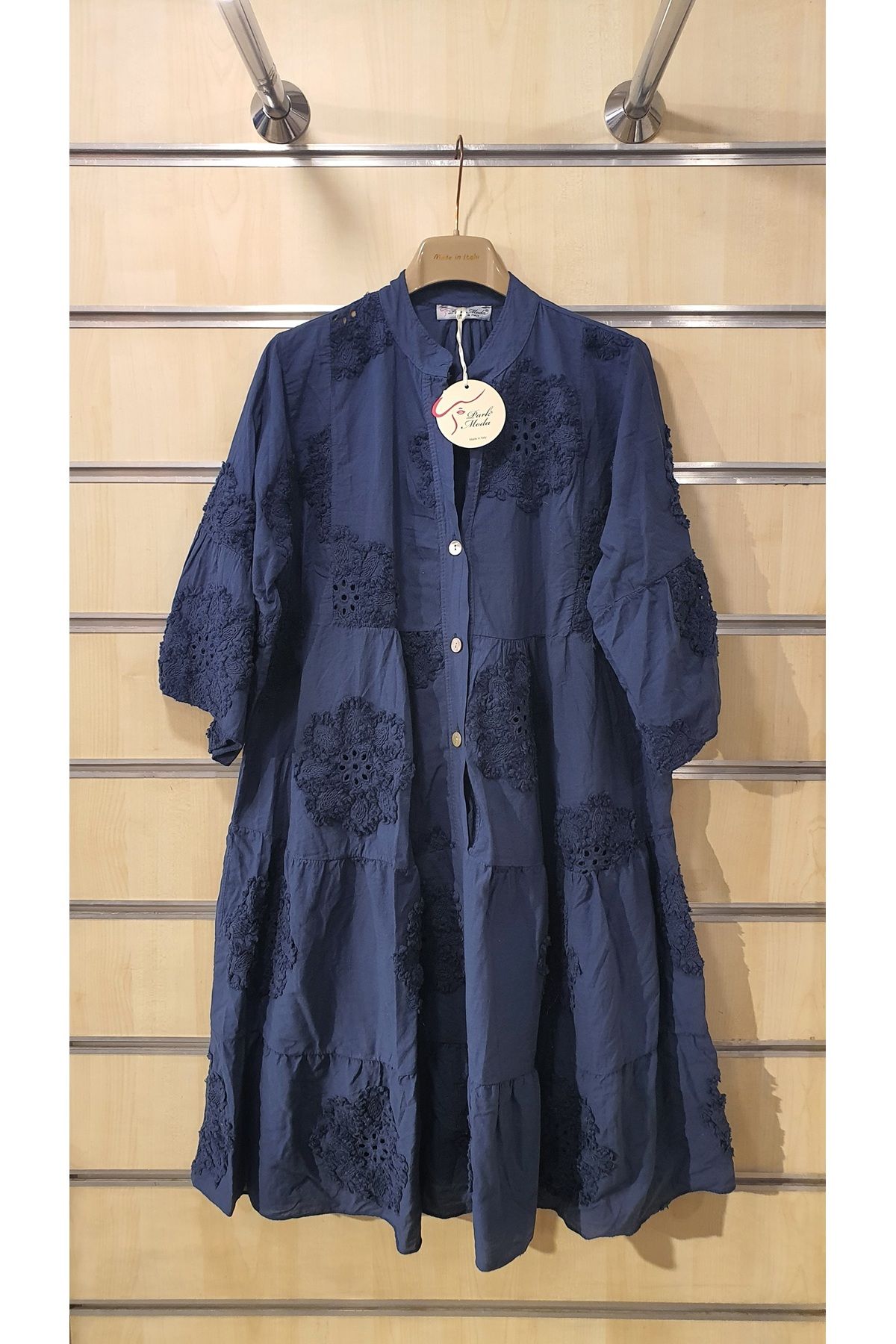 Park Moda OTANTİK KABARTMALI KISA PAMUK ELBİSE