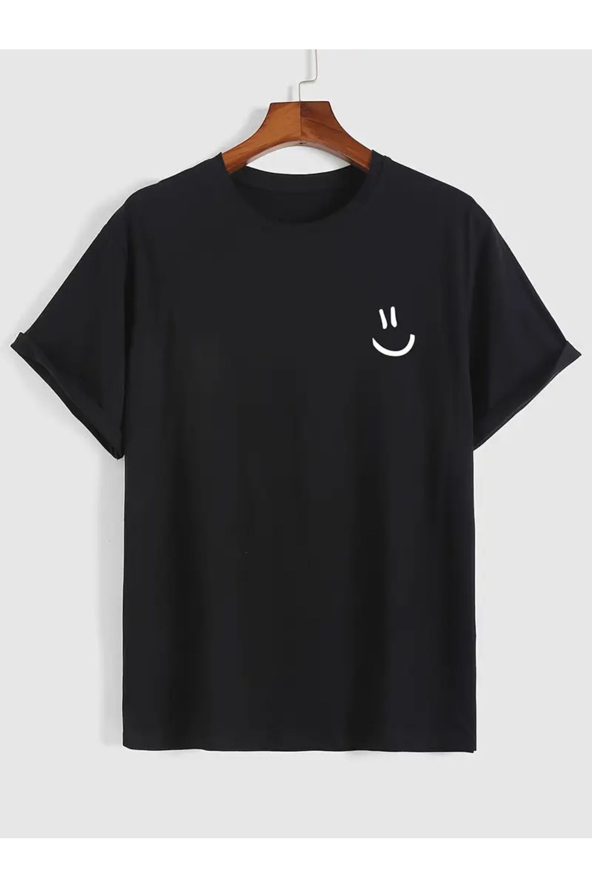 NEW TRENDY COLLECTİON 100% Pamuk Erkeklerin Gülümseyen Yüz Baskılı T-shirt