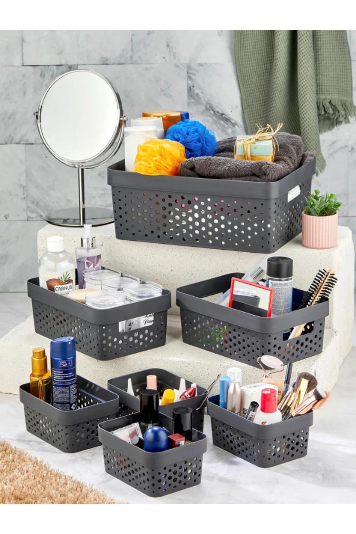GLOWART Ceramıc & Porcelaın & Kitchenware 7 Parça Çok Amaçlı Düzenleyici Penta Sepet