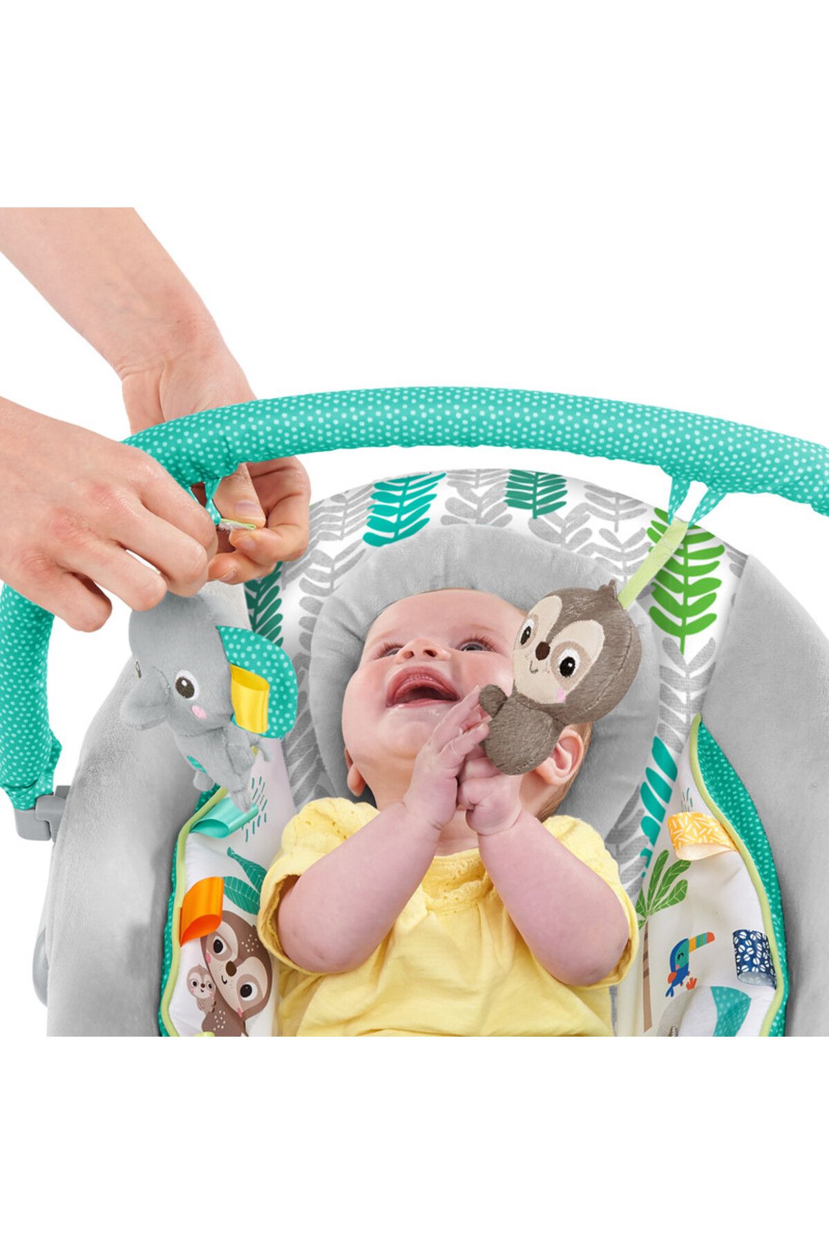 Bright Starts-- Jungle Vines Comfy Bouncer with Plush Toys, 0 to 6 months 6