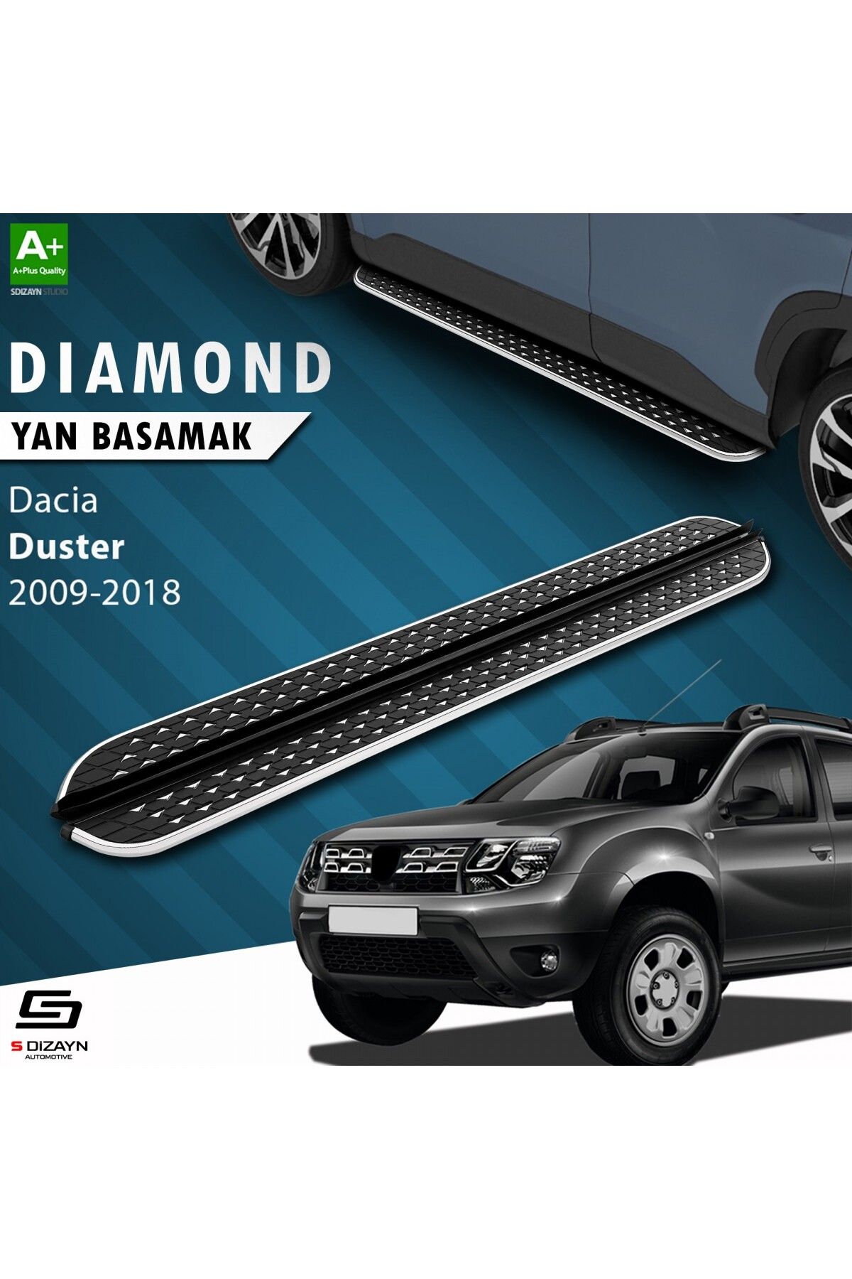 S Dizayn S-Dizayn Dacia Duster Diamond Krom Yan Basamak 173 Cm 2009-2018 A+ Kalite