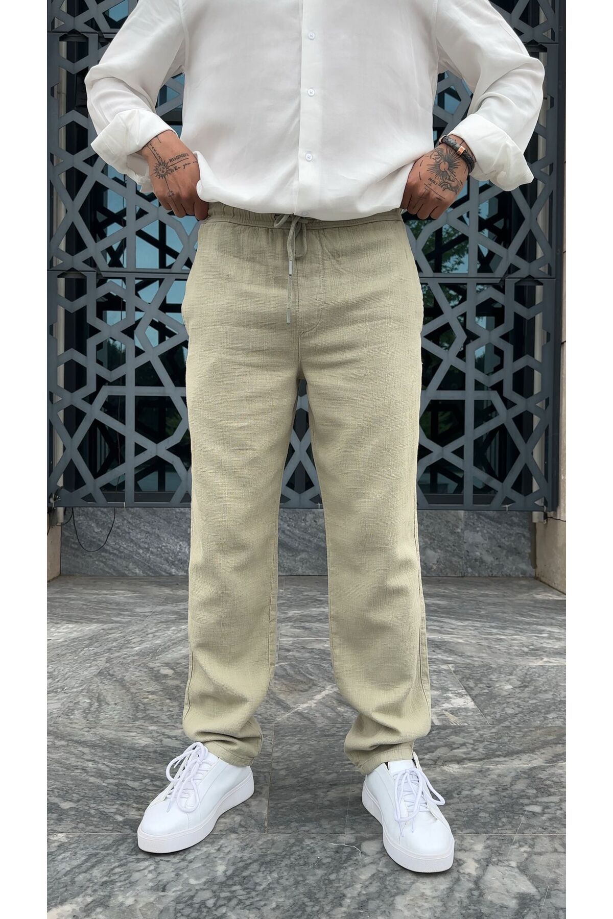 PEERLESS STORE Regular Kalıp %100 Keten Pantolon