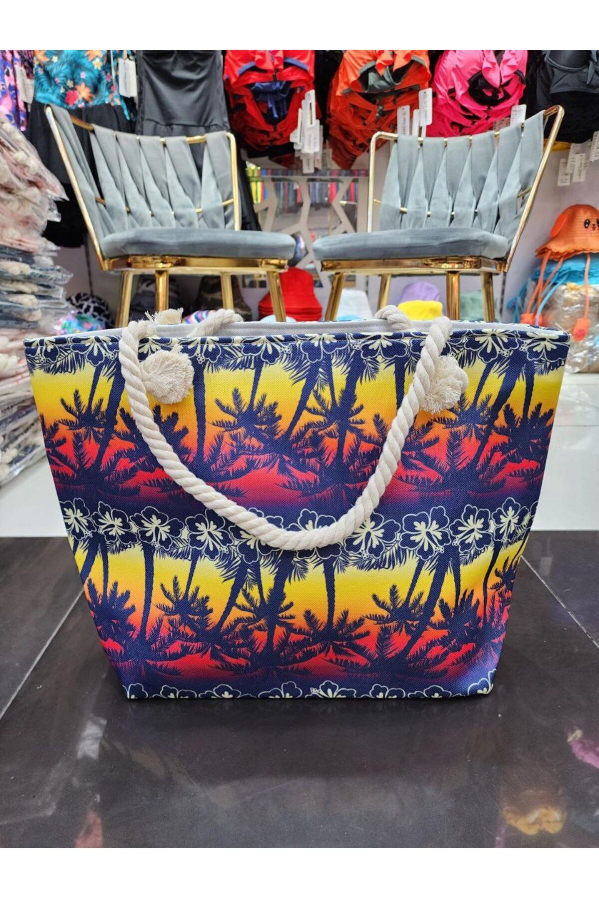 Nilbutik Kadın Plaj Çantası Yumuşak Saplı