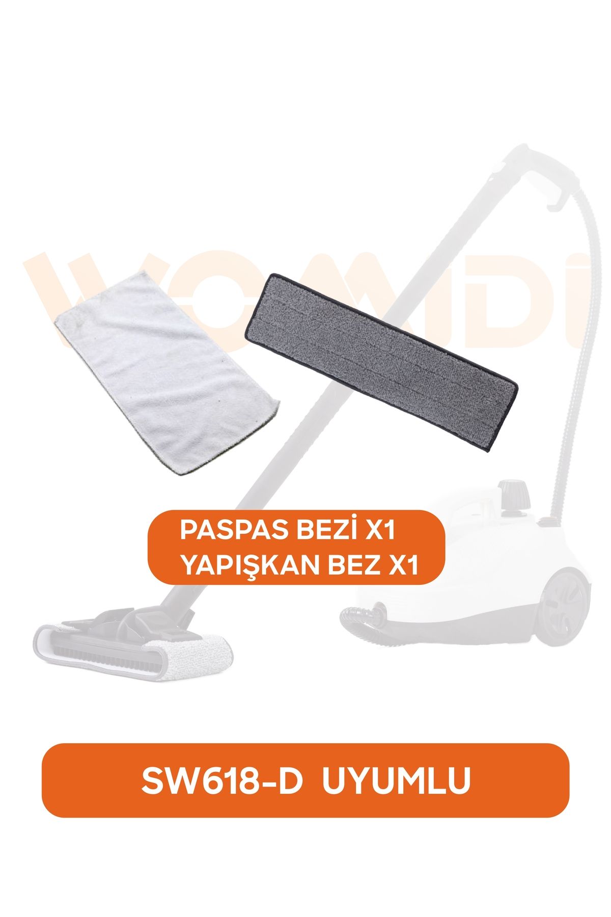 womidi SW618-D Buharlı Temizlik Makinesi Yedek Paspas ve Yapışkan Bez Aksesuarı