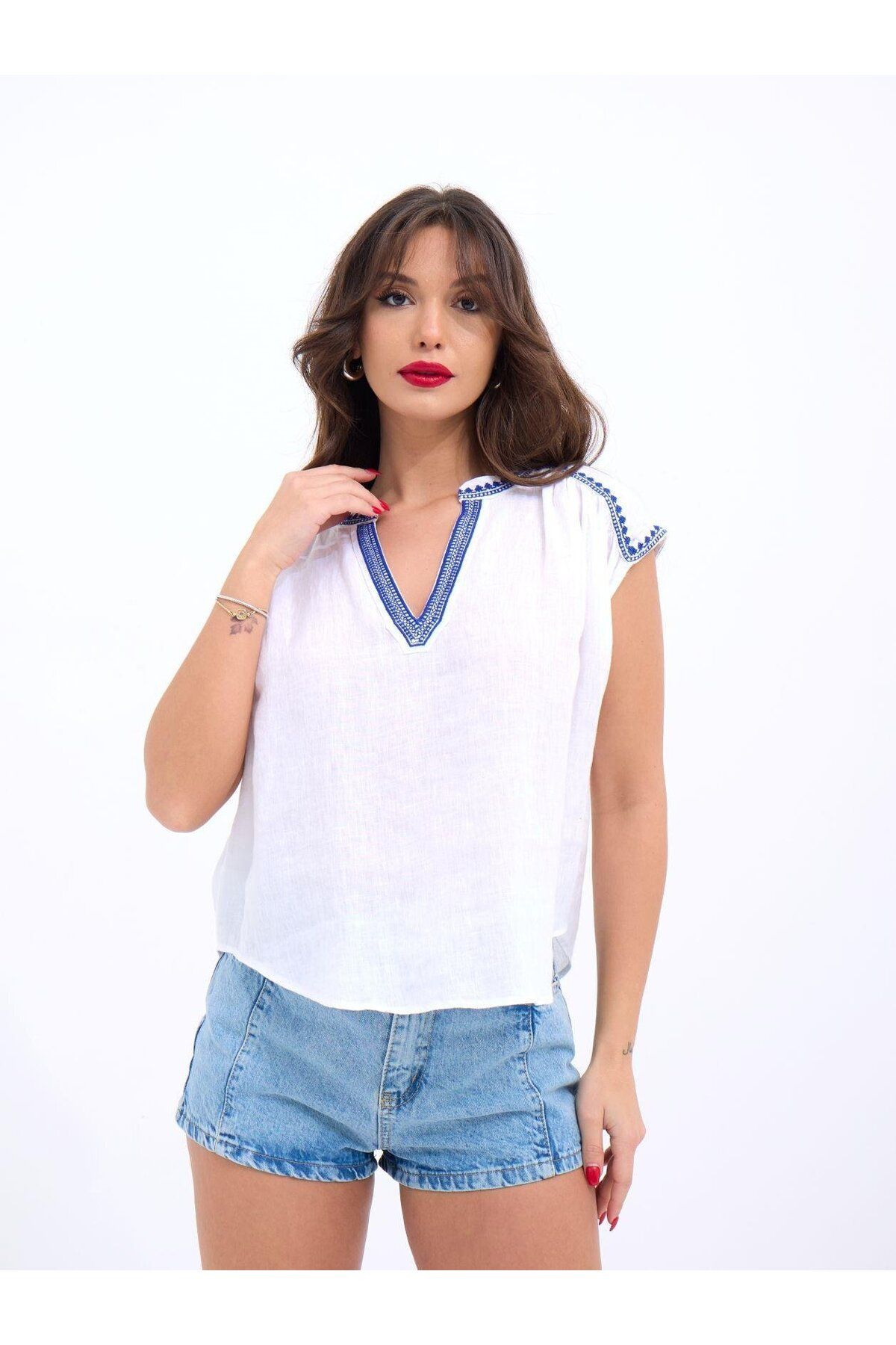 anizmir 7162 BLUZ-BEYAZ