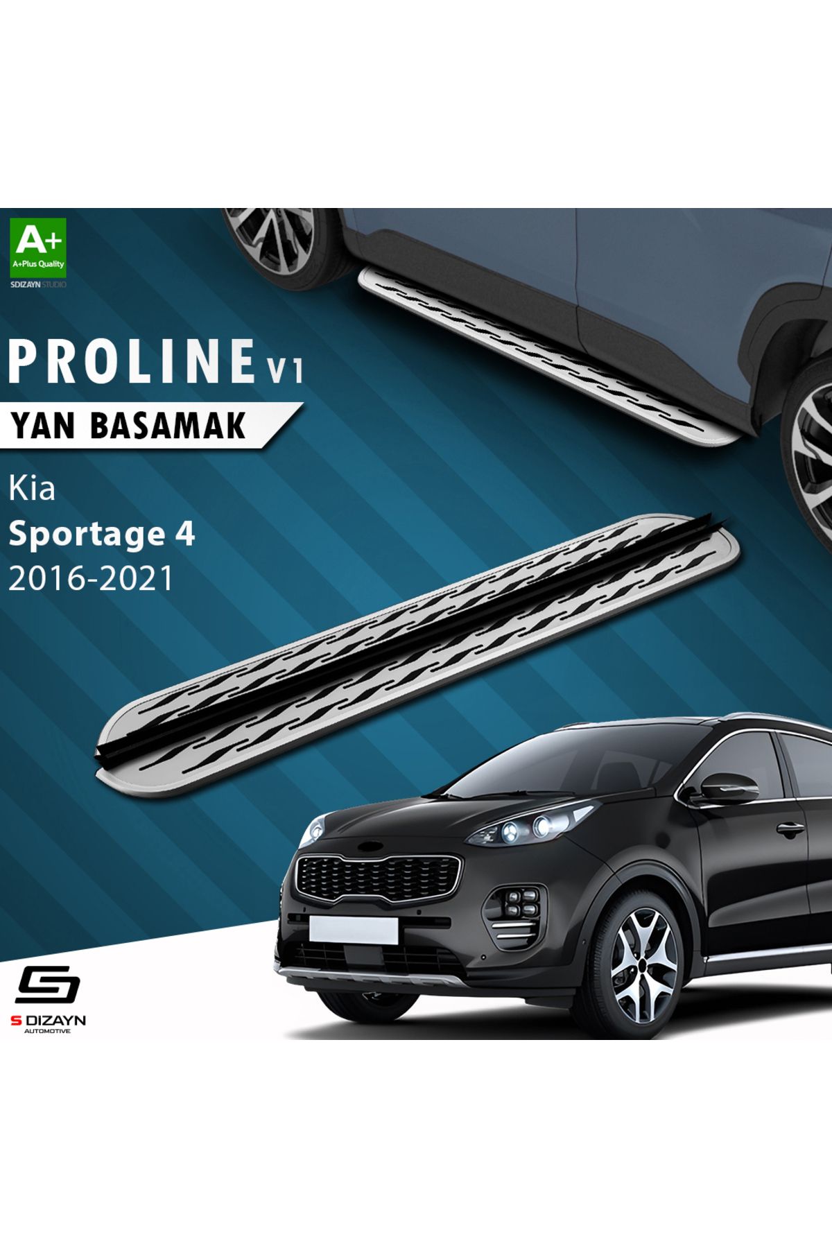 S Dizayn S-Dizayn Kia Sportage 4 OEM Still Pro V2 Aluminyum Yan Basamak 173 Cm 2016-2021 A+ Kalite