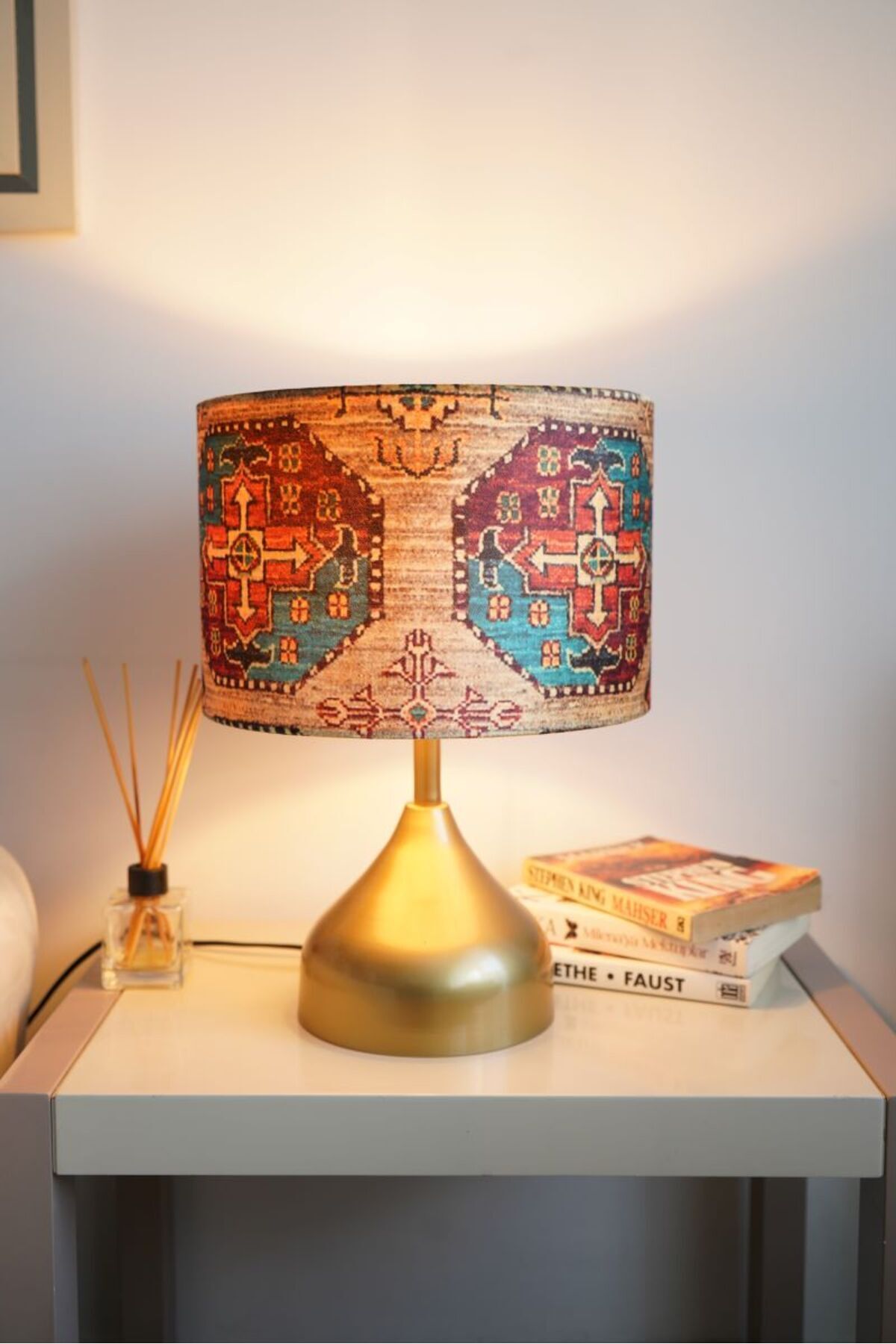 retro home design Eskitme Ayaklı Özel Model Baskılı Abajur Masa Lambası Salon Yatak Odası