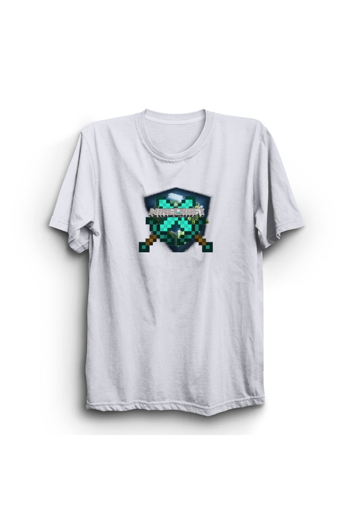 The Fame Minecraft, Shield, Game, Oyun Baskılı %100 Pamuk Unisex Tişört
