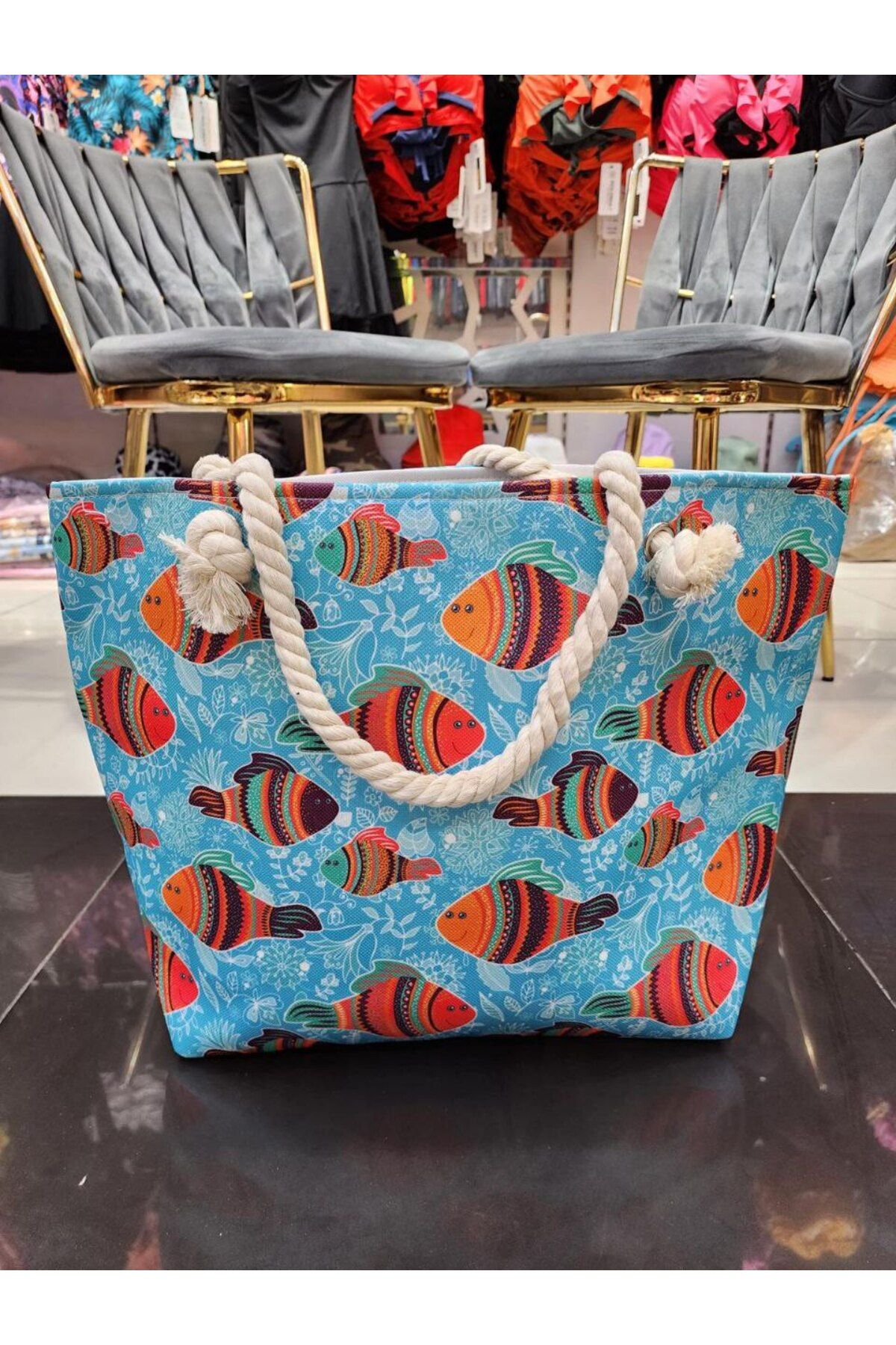 Nilbutik Kadın Plaj Çantası Yumuşak Saplı